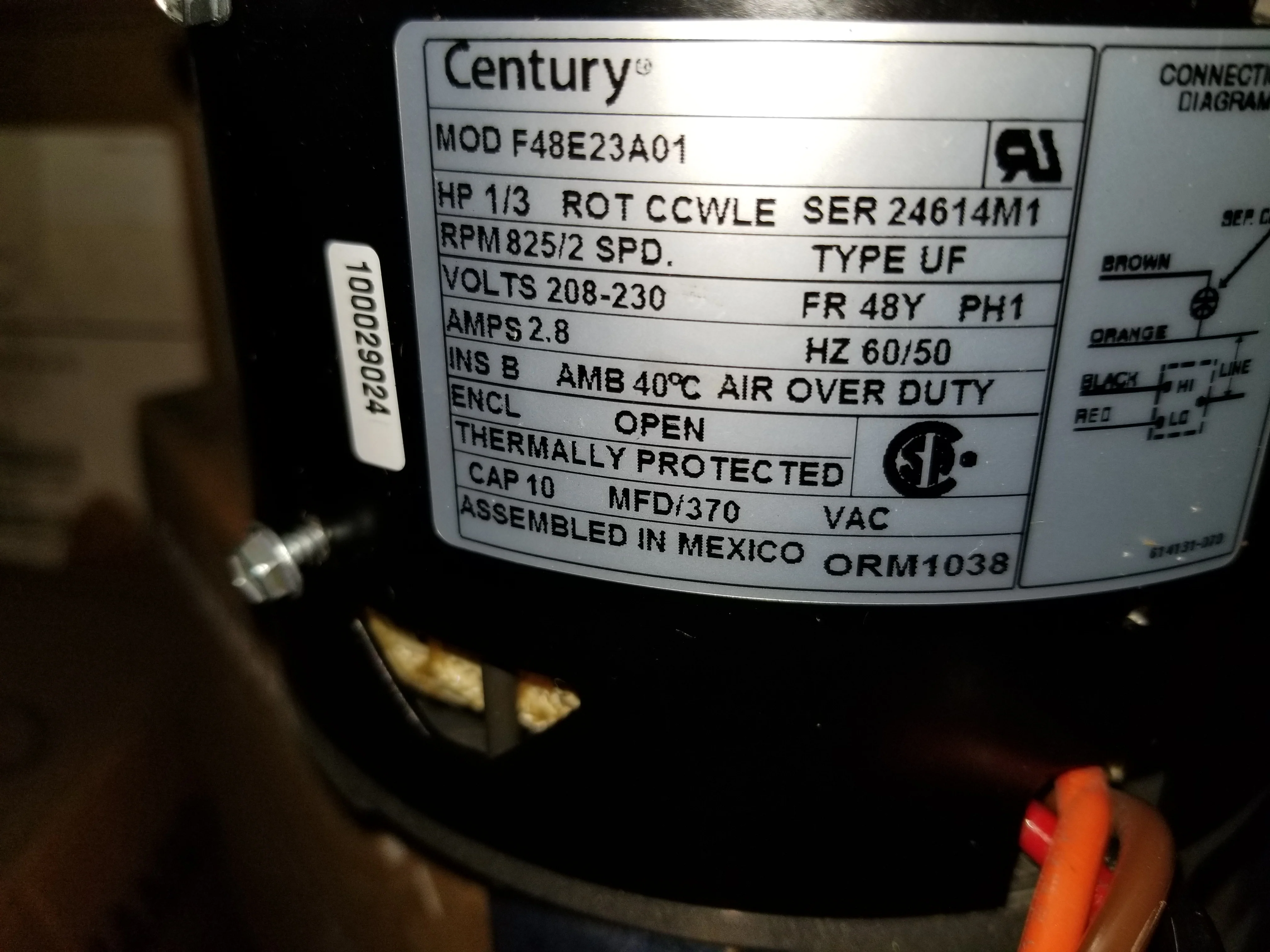 1/3 HP 208-230/60/1 PSC Blower Electric Motor 825 Rpm - Image 3