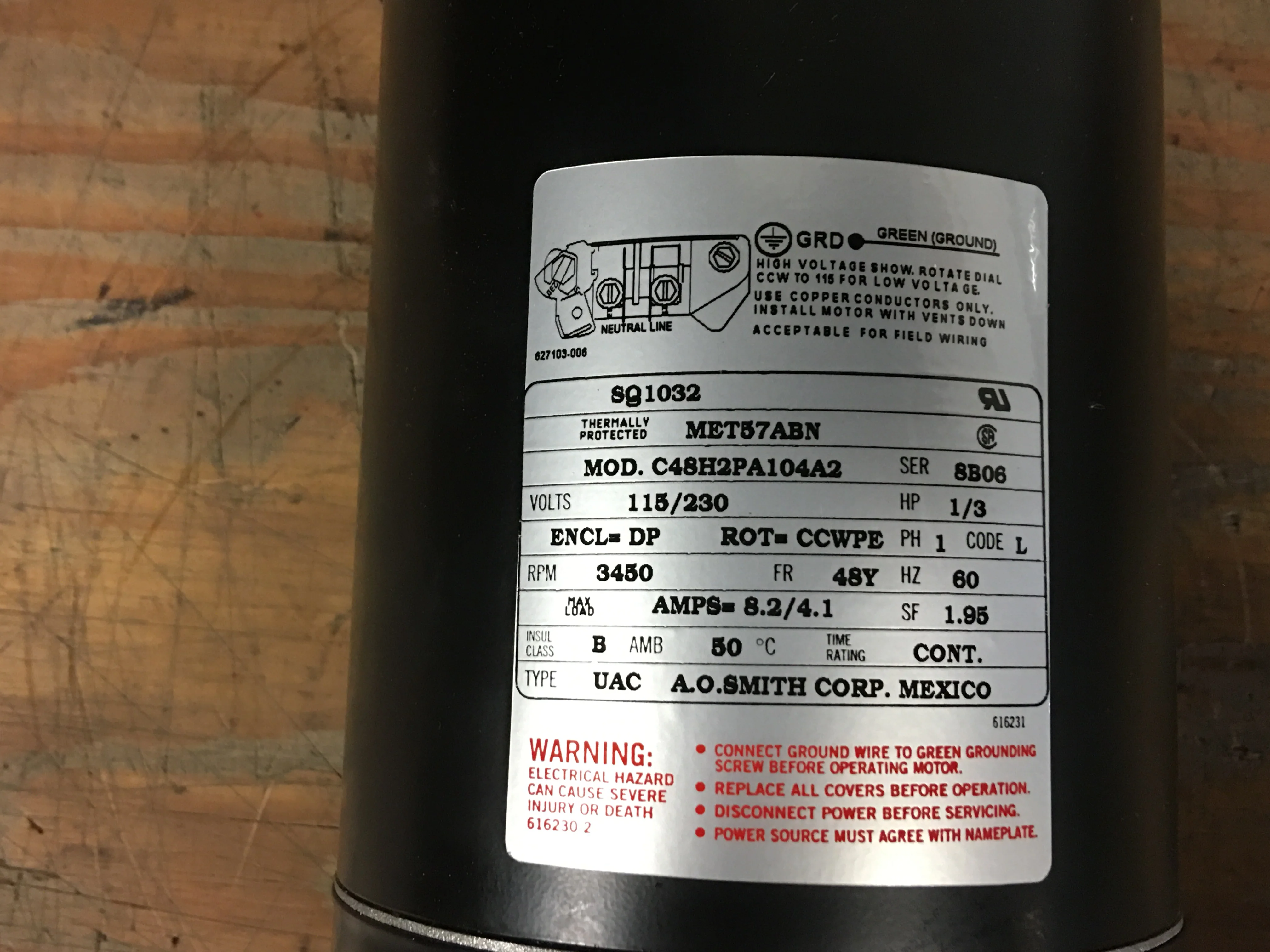 1/3 HP Pool And Spa Motor 115-230/60/1 3450 RPM - Image 4