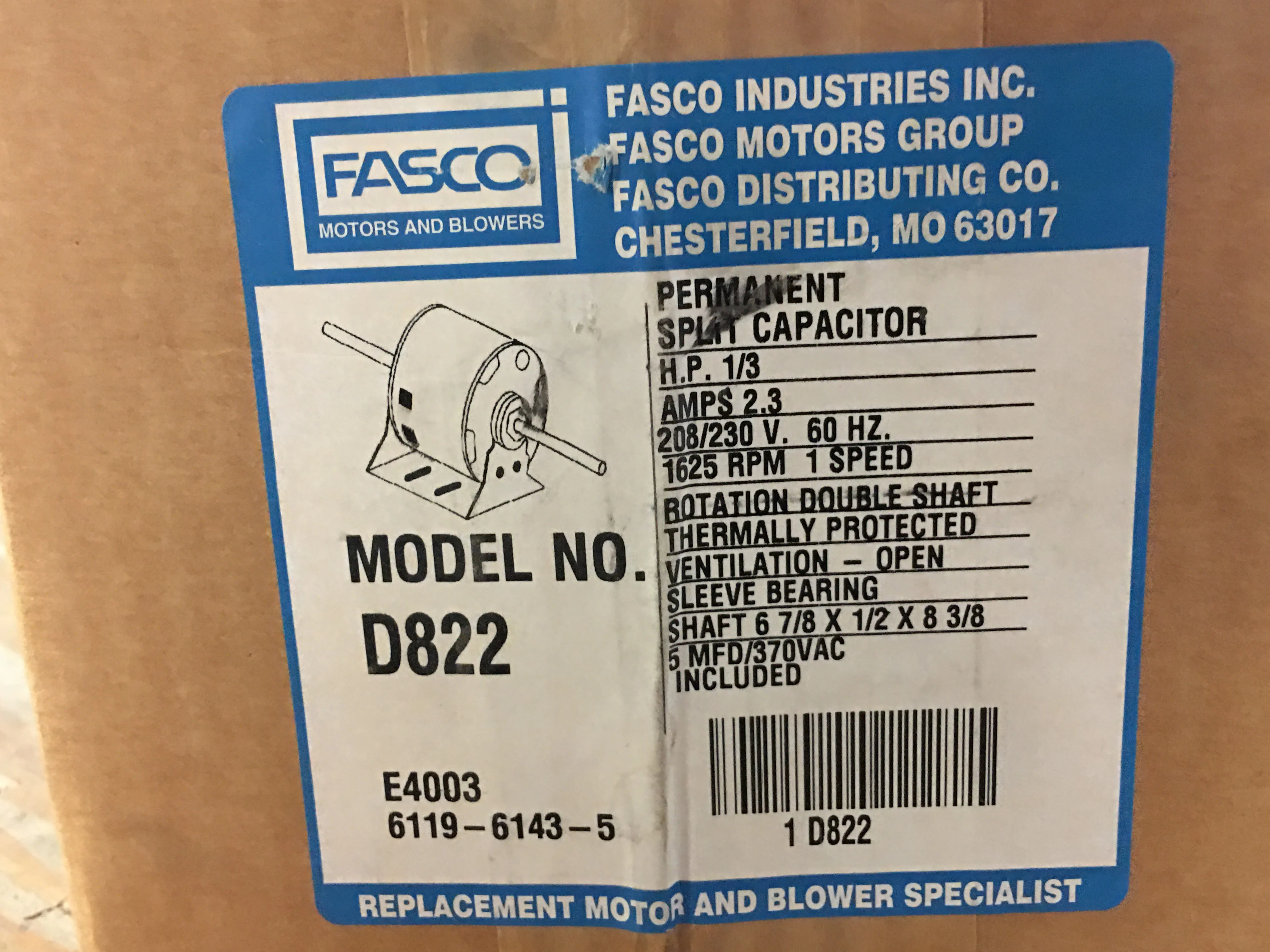 1/3 HP PSC Electric Double Shaft Motor 208-230/60/1 1625RPM 1 Speed - Image 5