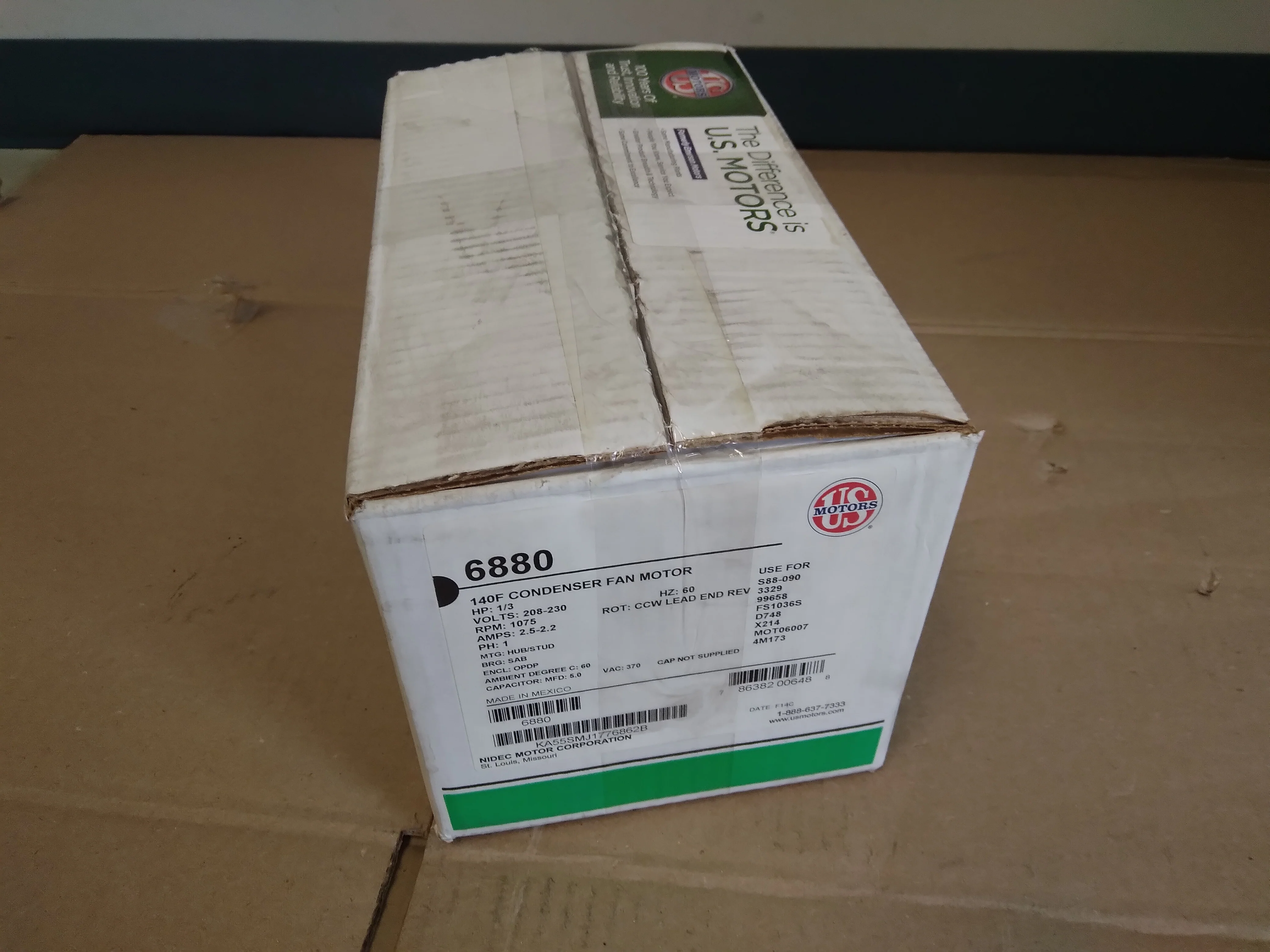 1/3 HP Reversible Single Shaft Electric Motor 208-230/60/1 1075 RPM 2.2-2.5 Amps - Image 8