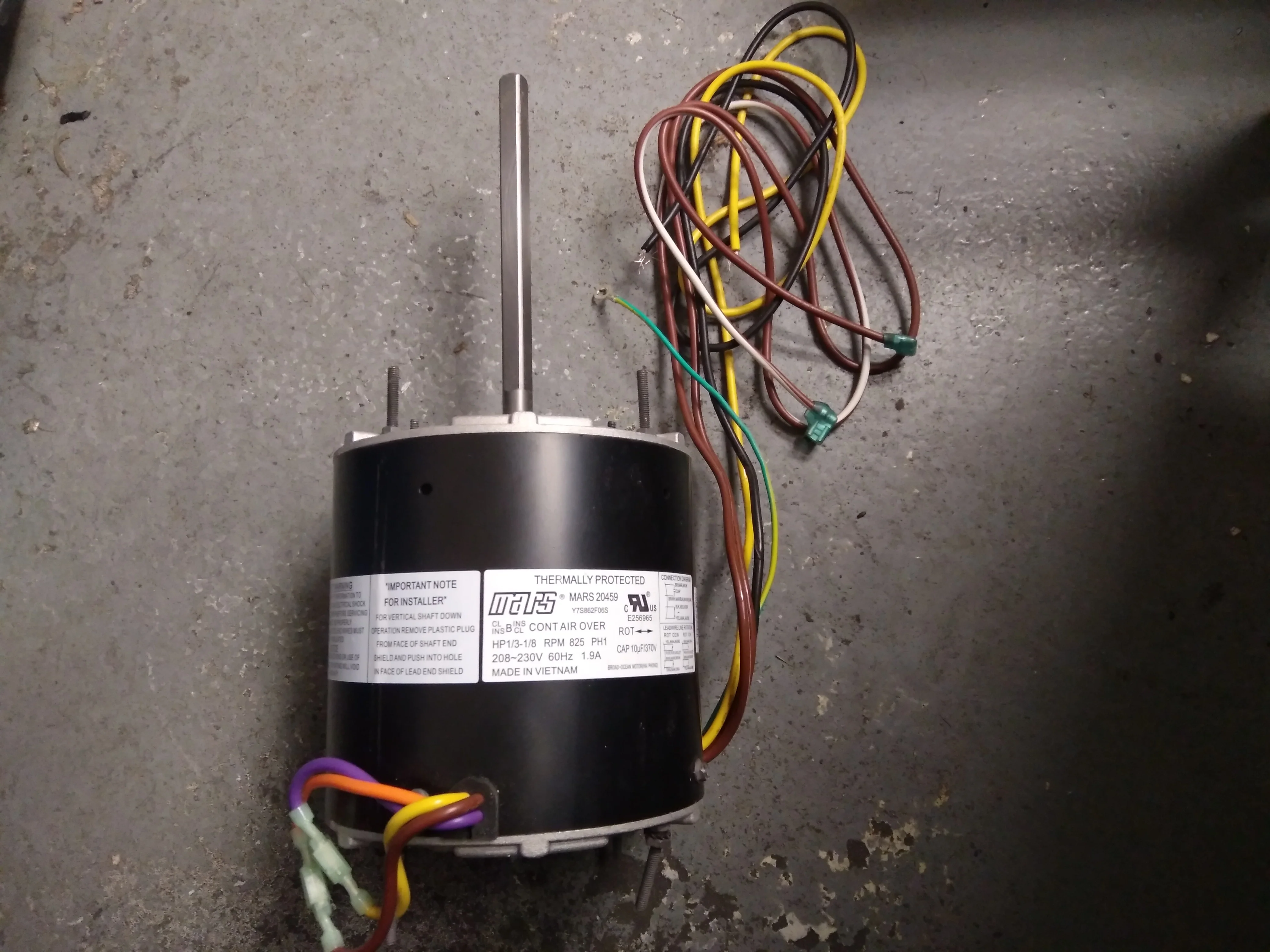 1/3-1/8HP Condenser Fan Motor, 208-230/60/1 - Image 2