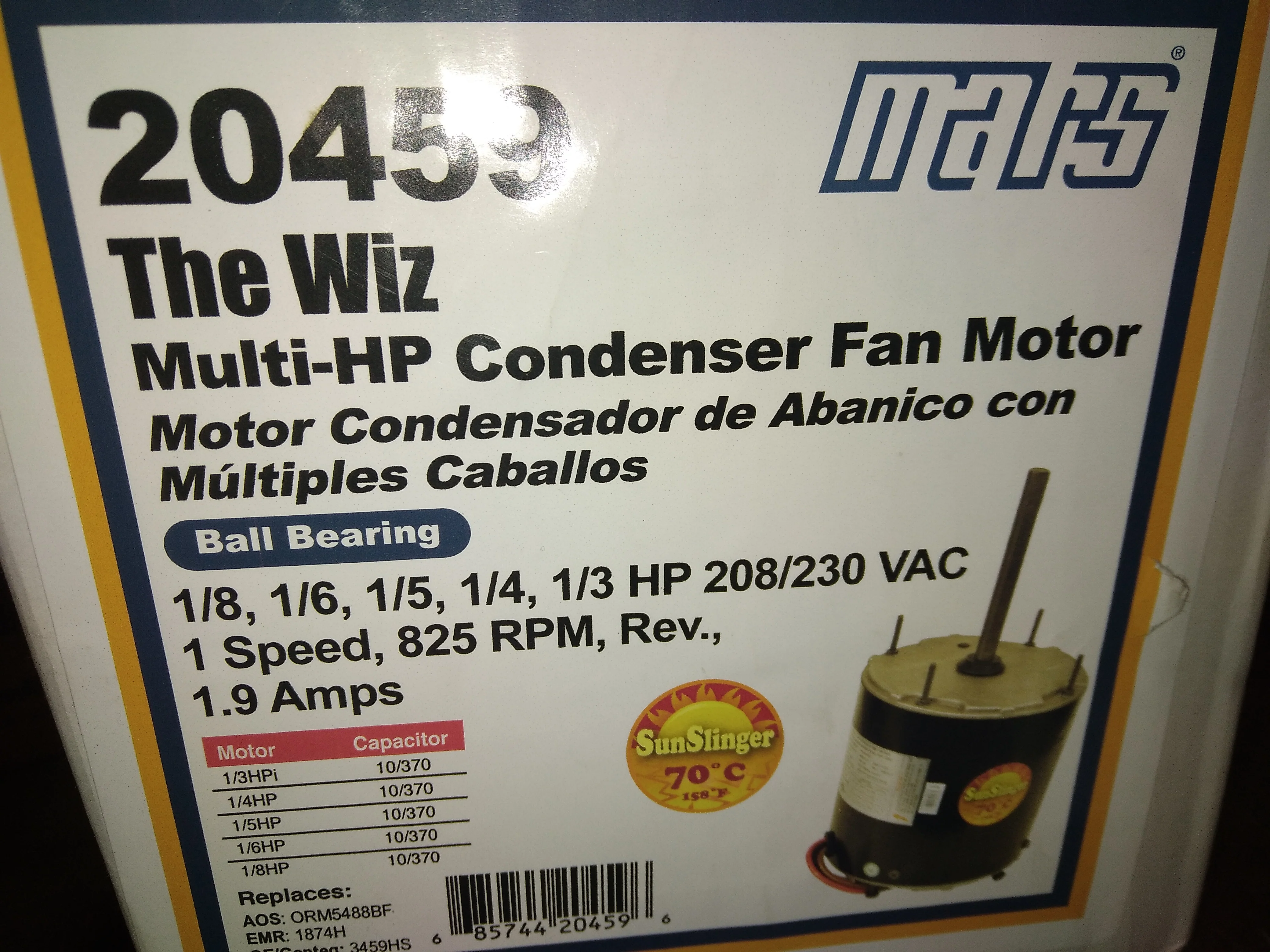 1/3-1/8HP Condenser Fan Motor, 208-230/60/1 - Image 7