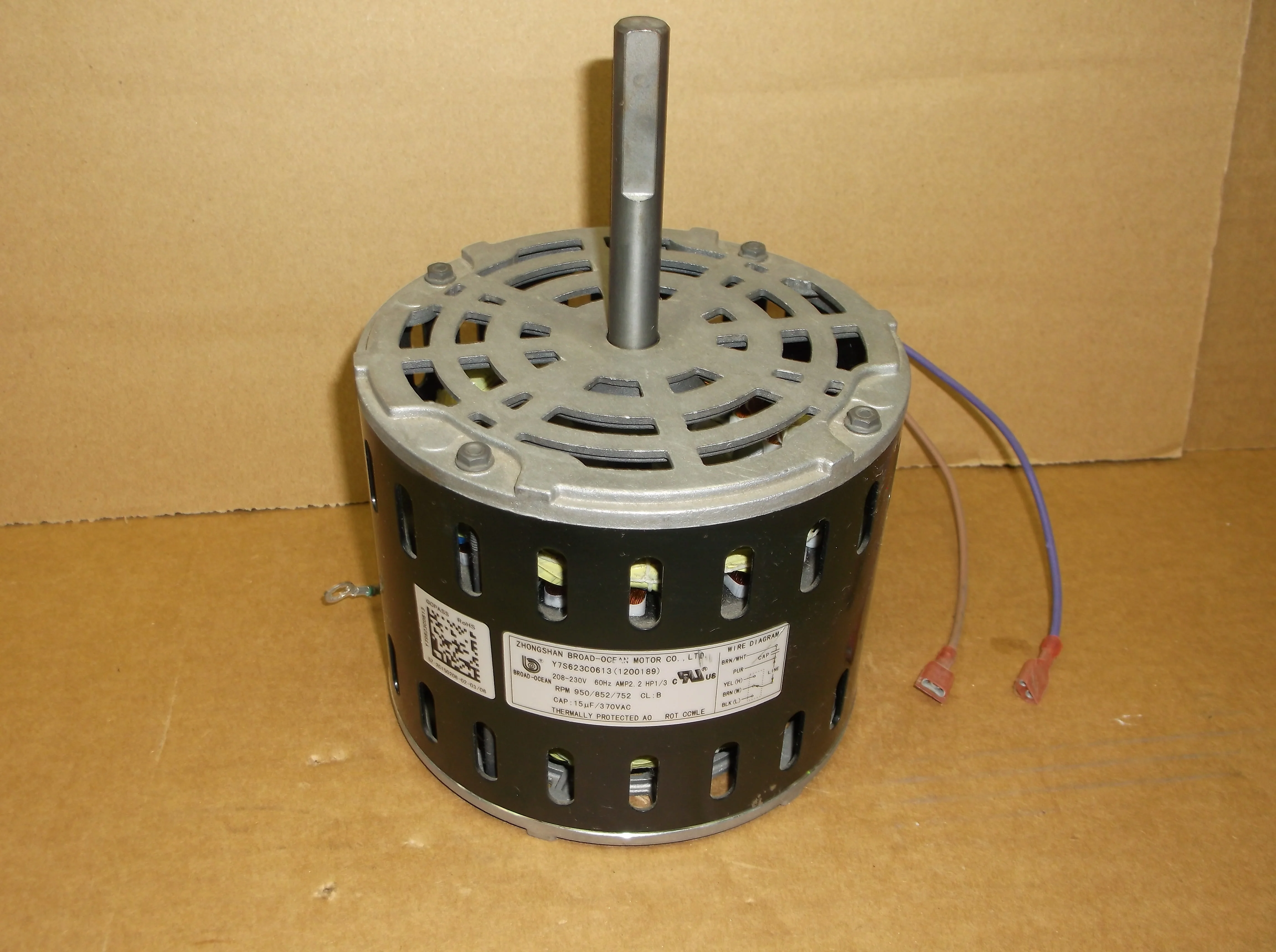 1/3HP Direct Drive Blower Motor  208-230/60/1   RPM:950/3-Speed - Image 2