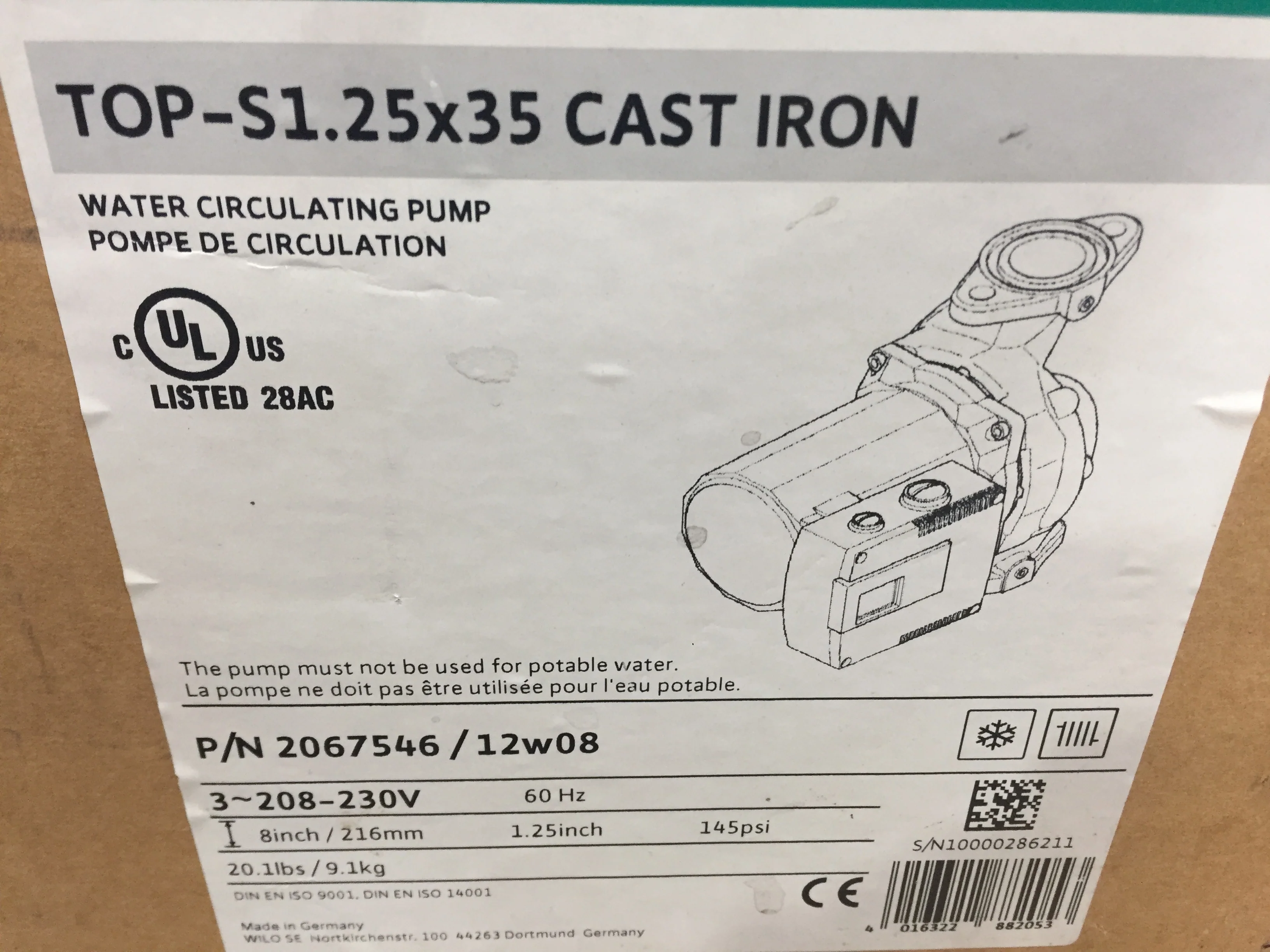 1/4 HP 2 Speed Water Circulation Pump; 208-230/60/3 - Image 7