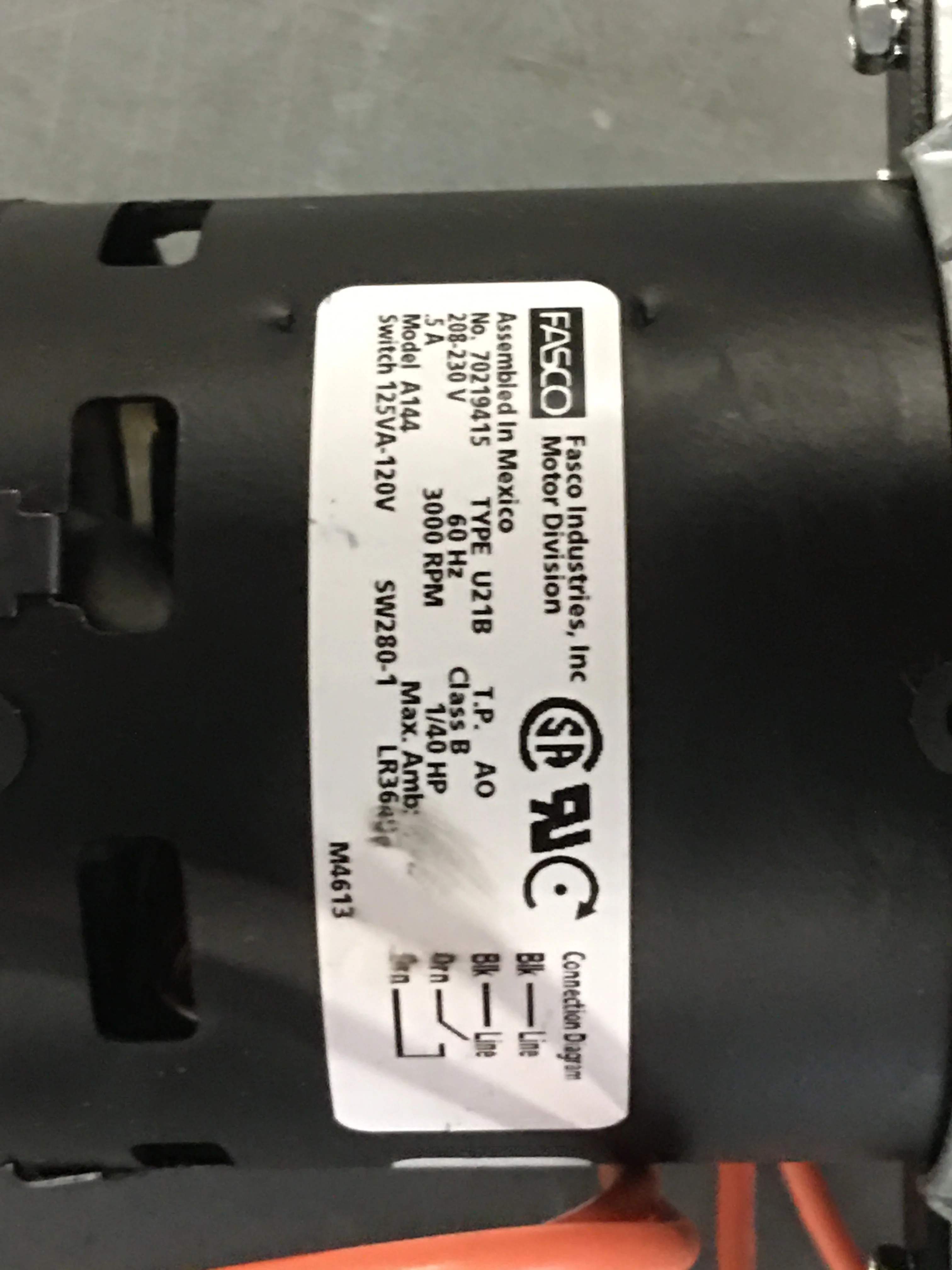 1/40 HP Inducer Blower Motor 230/60/1 3000 RPM 1 Speed - Image 3