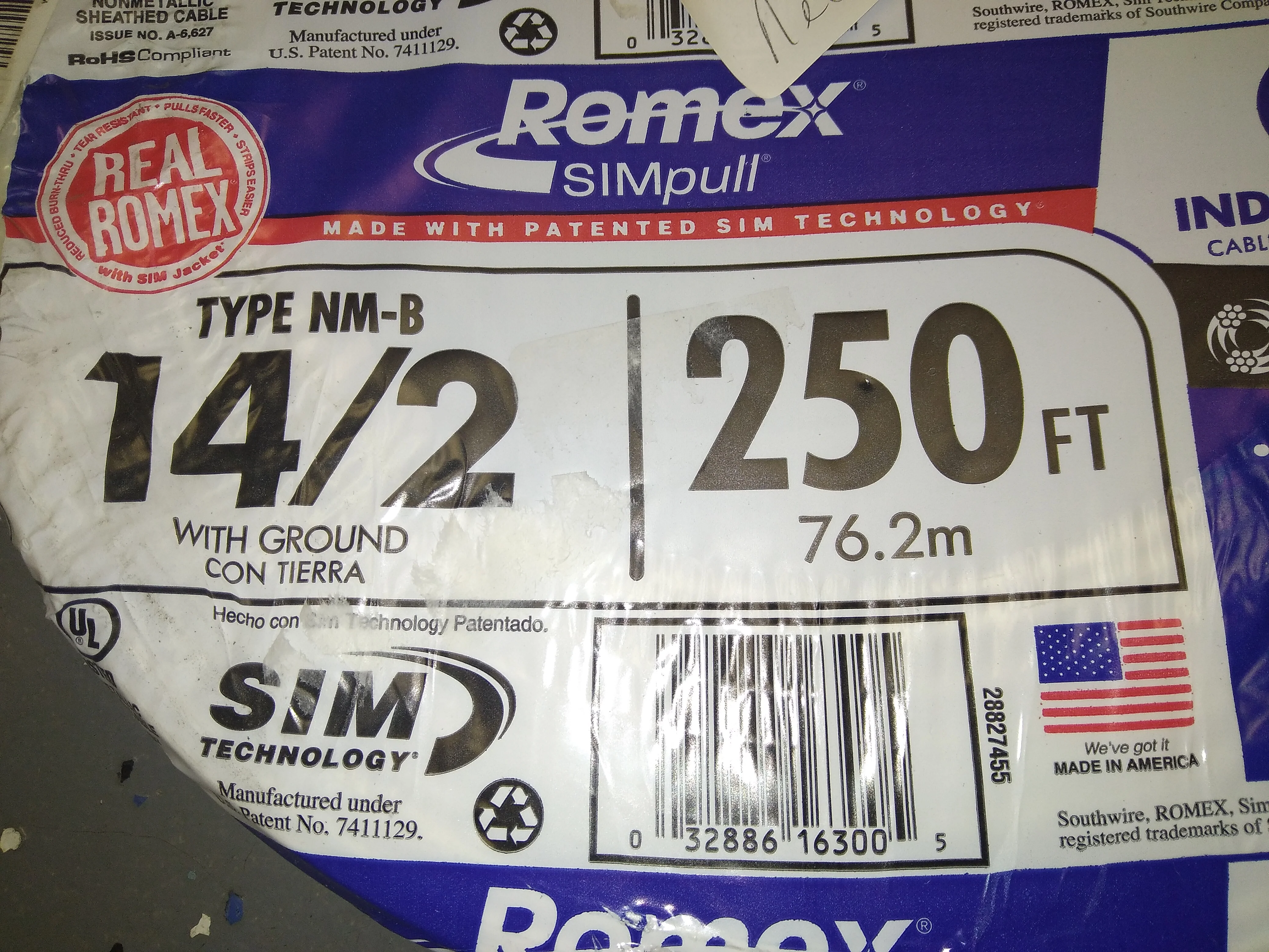 14/2 ROMEX WIRE W/GROUND TYPE NM-B, 250' - Image 2