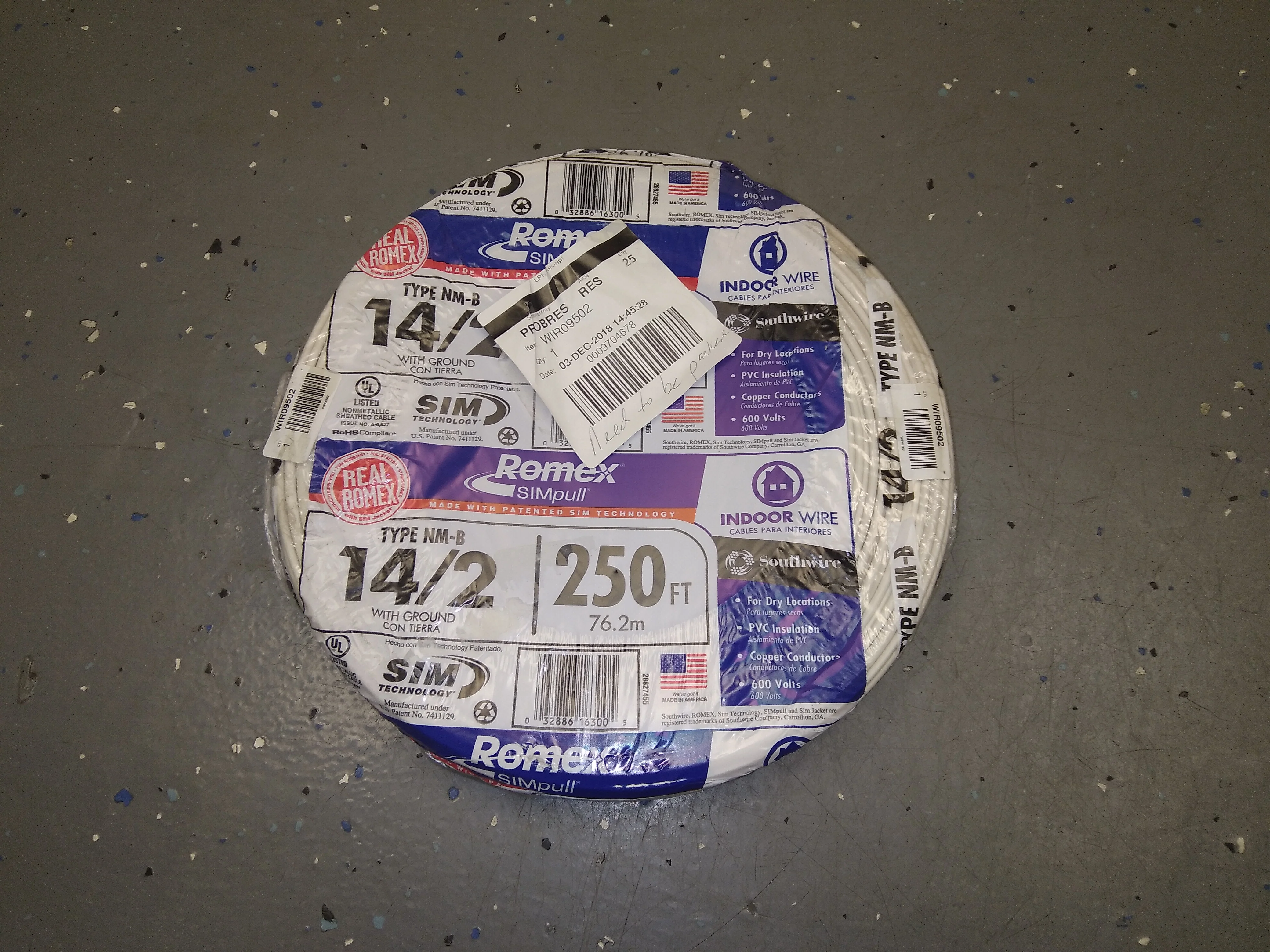 14/2 ROMEX WIRE W/GROUND TYPE NM-B, 250' - Image 3