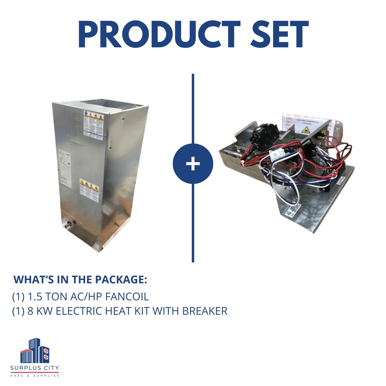 1.5 Ton AC/HP ECM Multiposition Fan Coil With 8 KW Heat Kit, 208-230/60/1 R-410A CFM 860