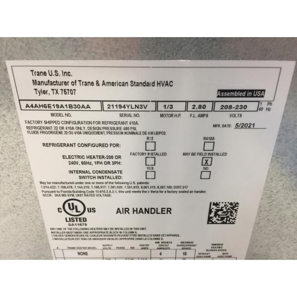 1.5 Ton AC/HP ECM Multiposition Fan Coil With 8 KW Heat Kit, 208-230/60/1 R-410A CFM 860 - Image 4