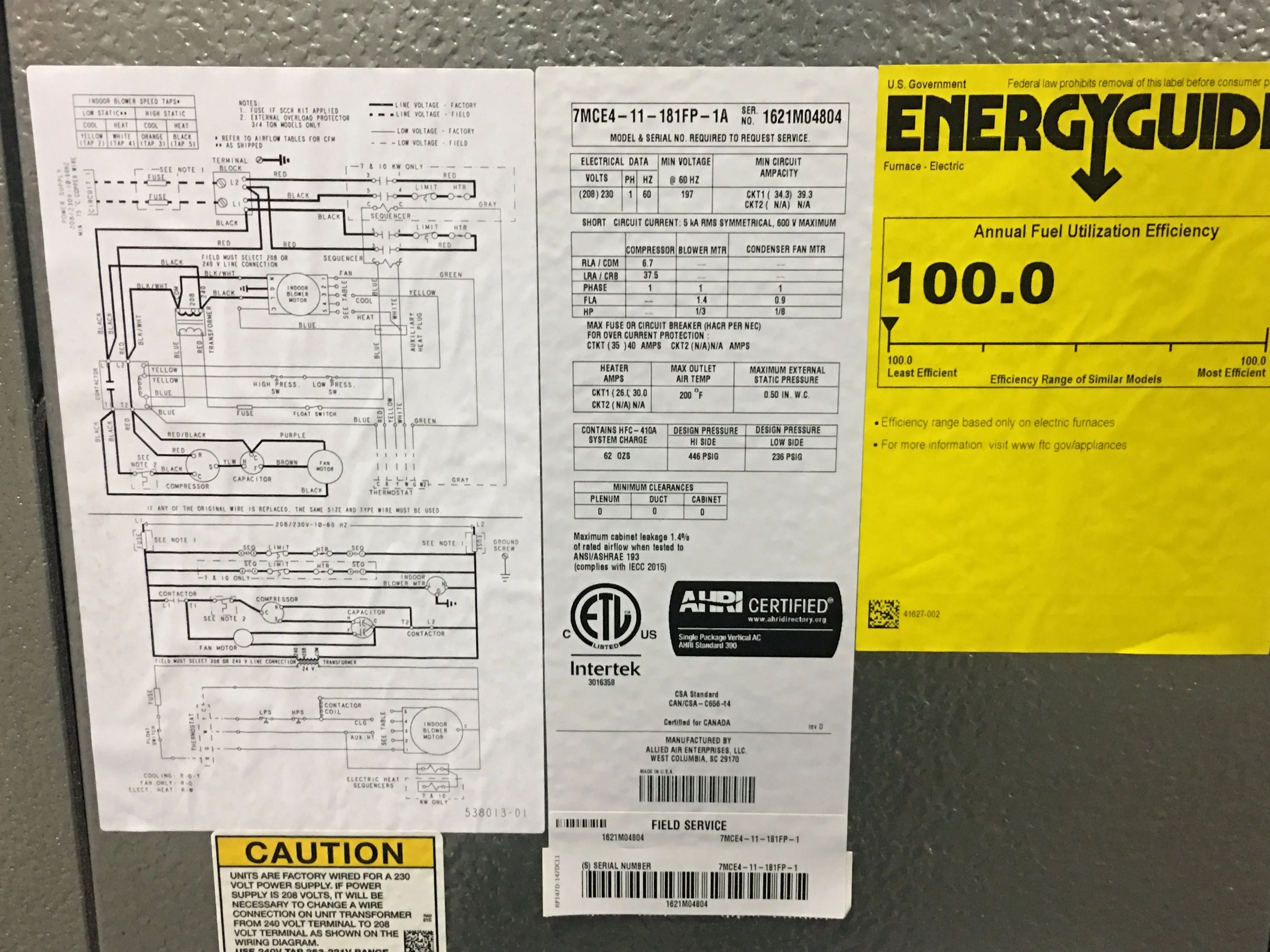 1.5 Ton Magic Pak Air Conditioning Packaged Unit With 7 KW Electric Heat, 11 EER, 208-230/60/1 R410A - Image 12