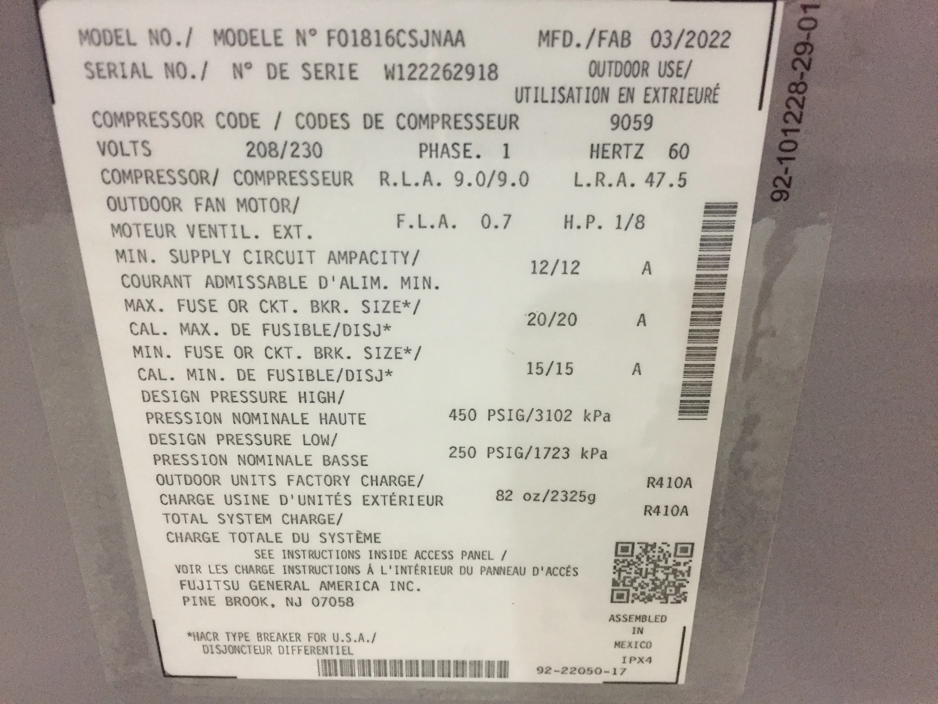1.5 Ton Split-System Air Conditioner 208-230/60/1 R410A 16 SEER - Image 4