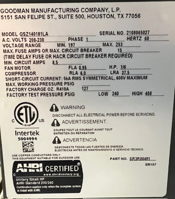 1.5 Ton Split-System Heat Pump, 208-230/60/1 R-410A SEER 14 - Image 3