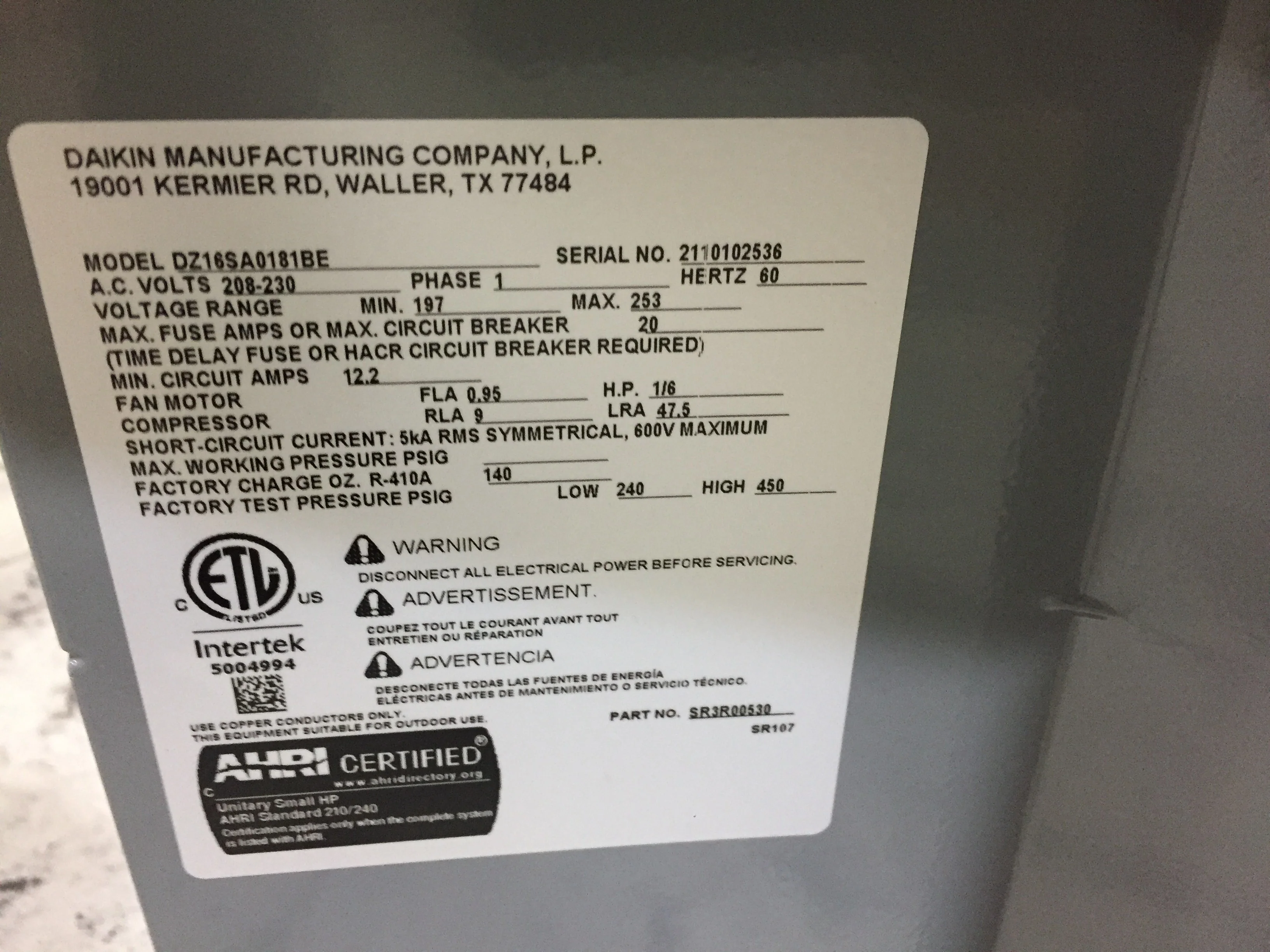 1.5 Ton Split-System Heat Pump 208-230/60/1 R410A 16 SEER - Image 5
