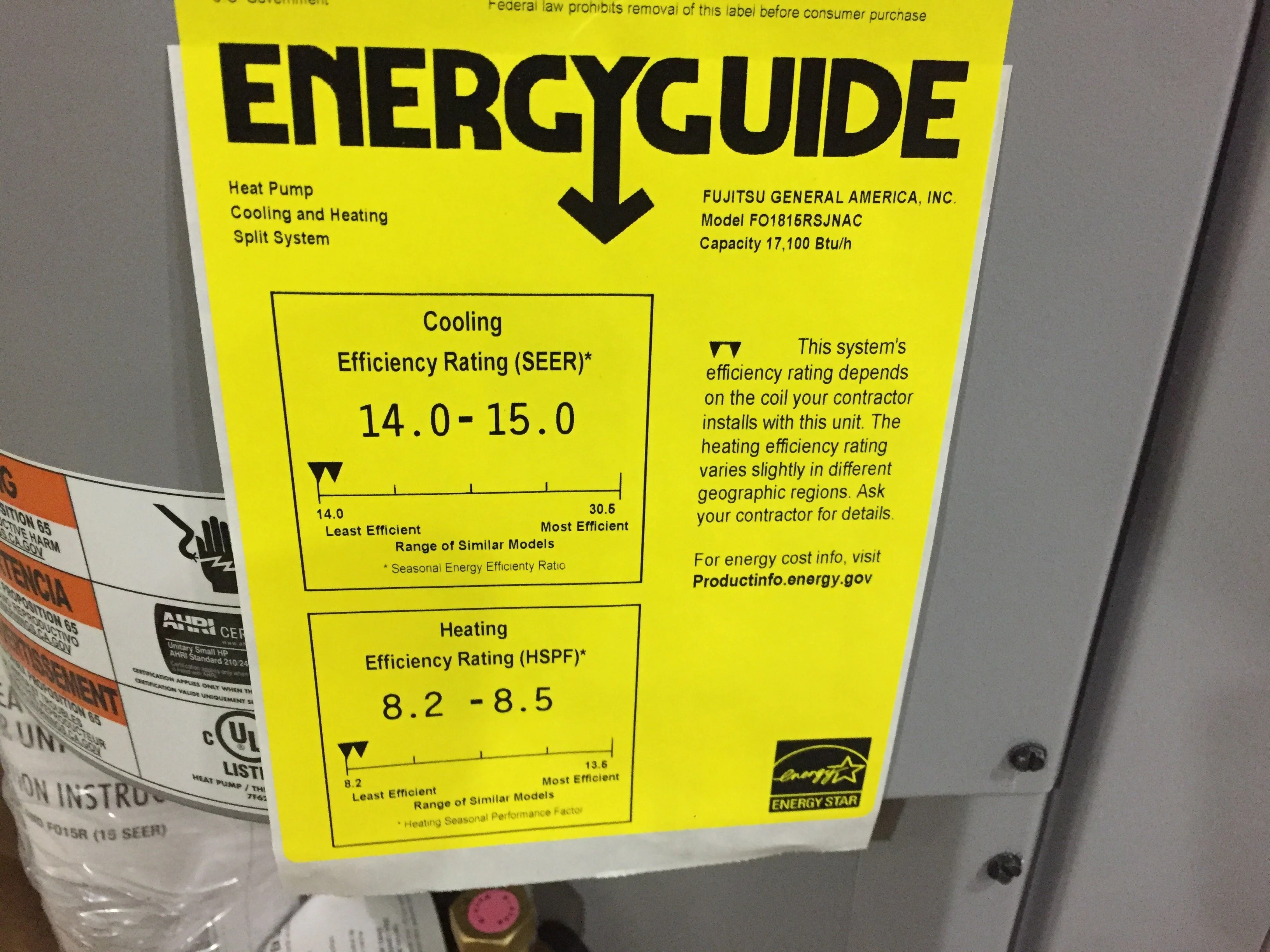 1.5 Ton Split-System Heat Pump; 208-230/60/1, R410A, 15 SEER - Image 6