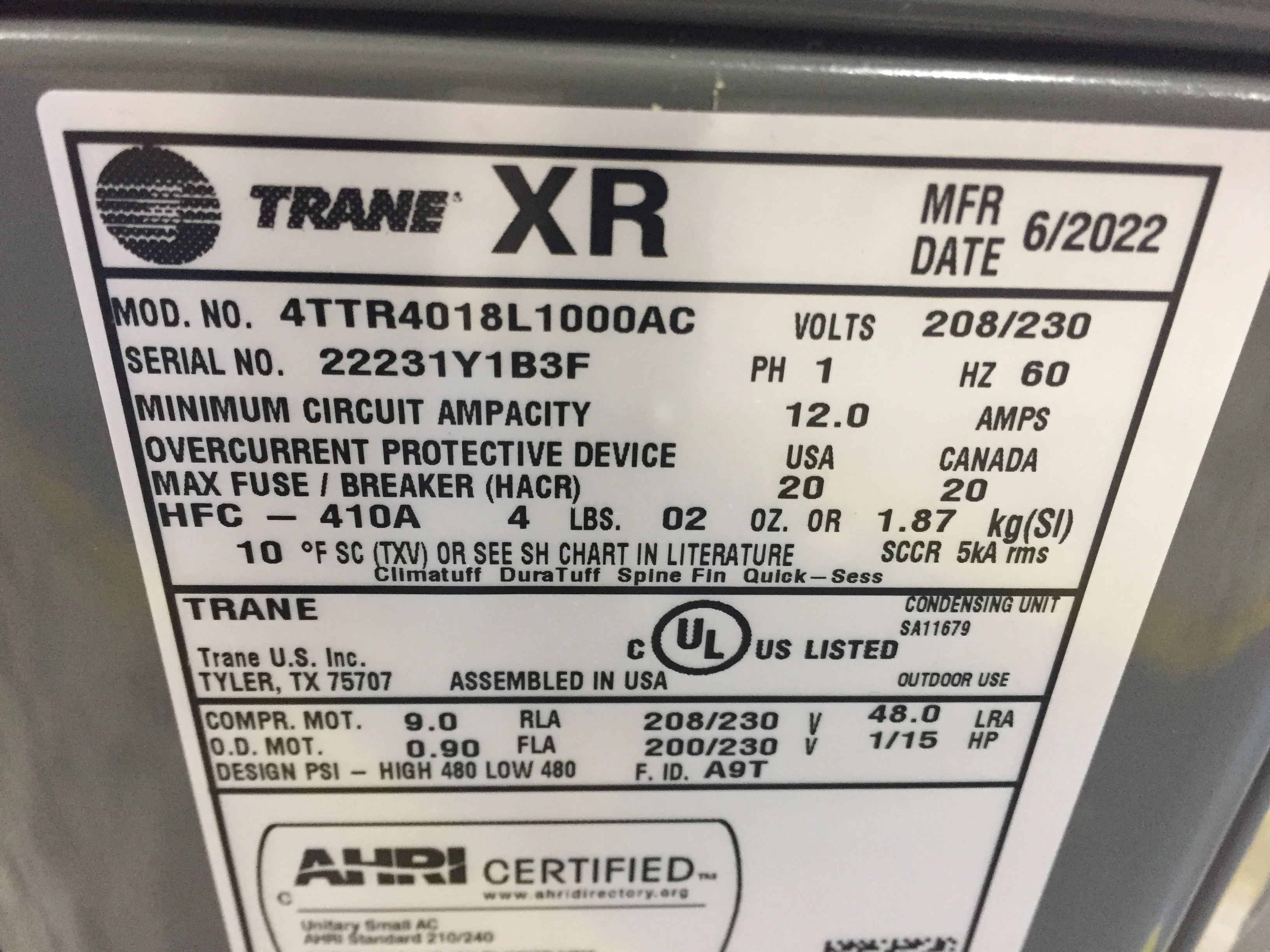 1.5 Ton Xr 14" Series Split-System Air Conditioner 14 Seer 208-230/60/1 R-410A" - Image 6