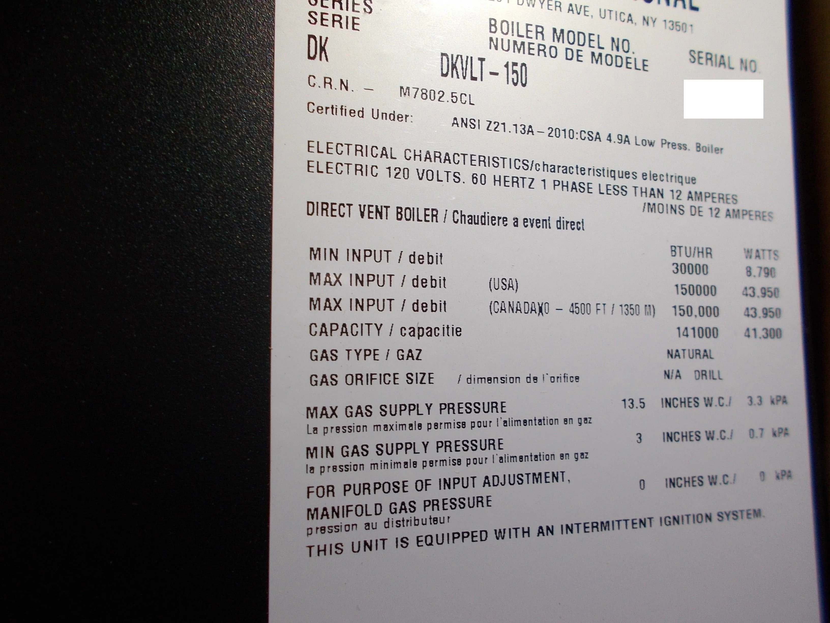 150,000 BTU Helix VLT DK Series Hot Water Mod Vert Laser Tube Gas Gas-Fired WallMtd Cond Boiler - Image 5