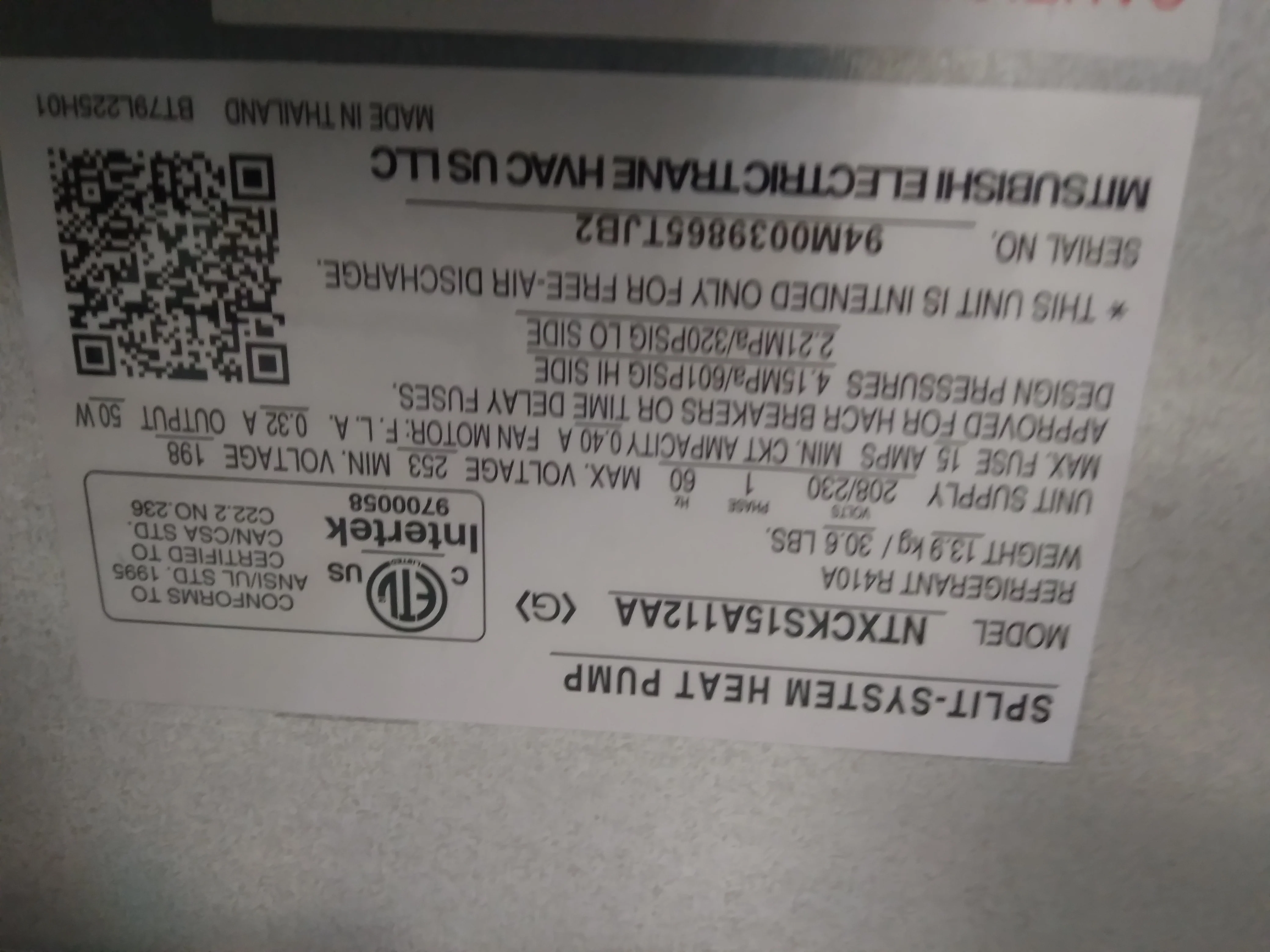 15,000 Btu Single Zone Cassette Inverter Heat Pump Mini Split , 18 Seer 208-230/60/1 R-410A - Image 5