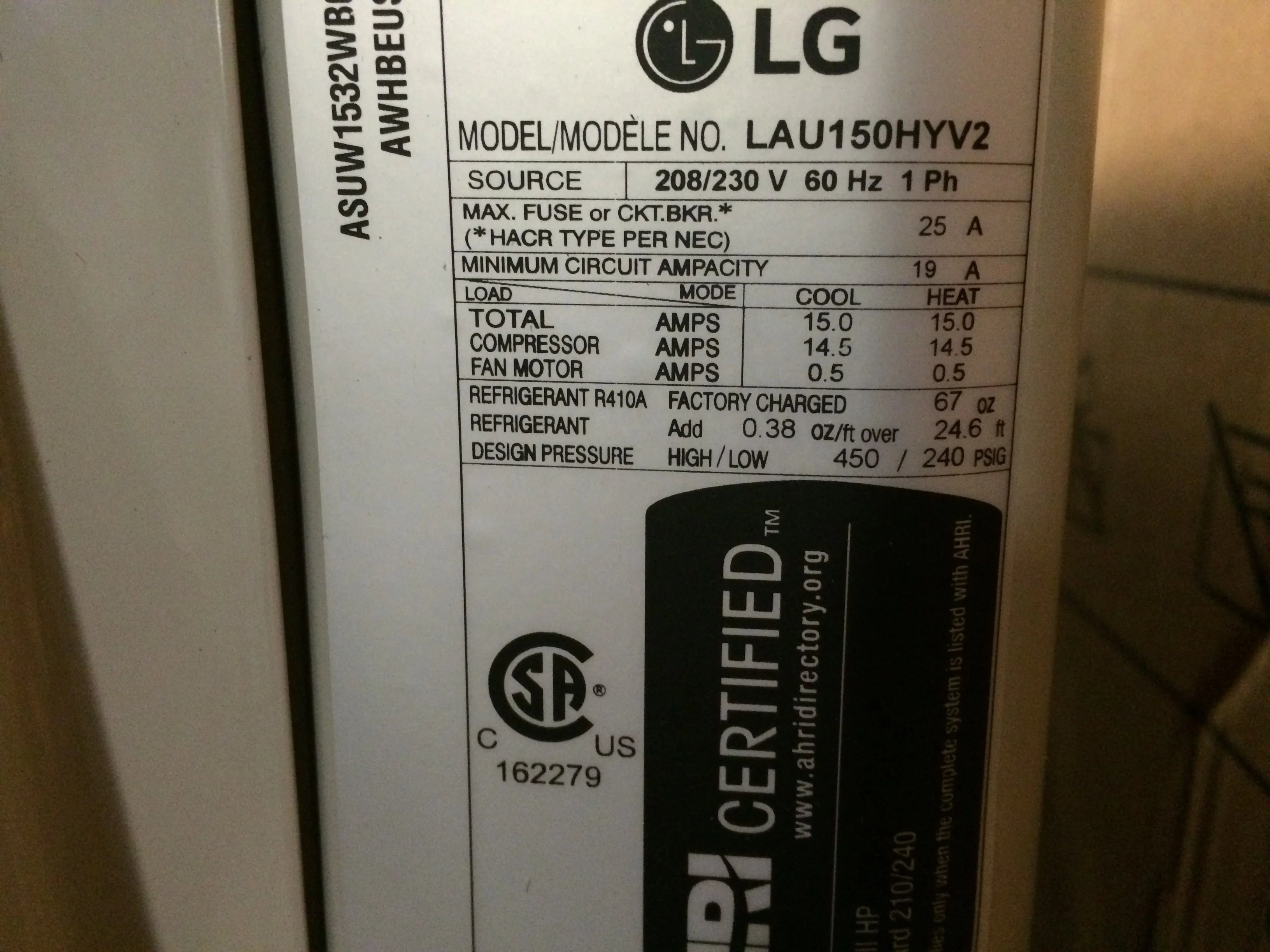 15,000 Btu Single Zone Inverter Outdoor Mini-Split Heat Pump, 24 Seer 208-230/60/1 R-410A - Image 4