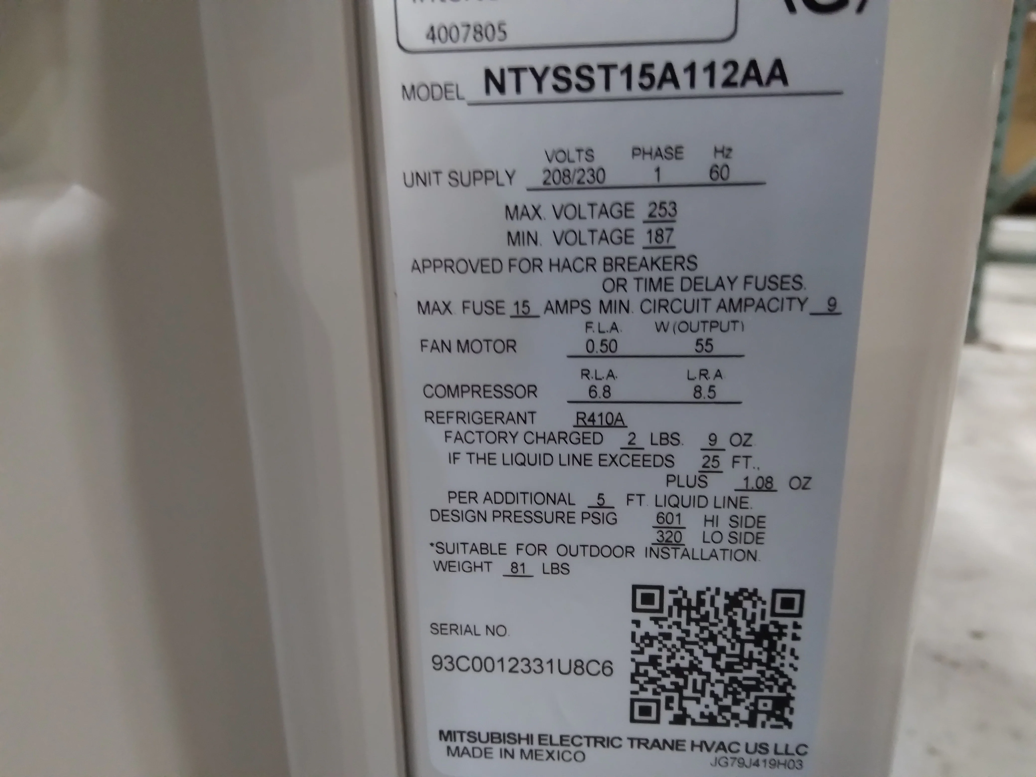 15,000 BTU Single-Zone Outdoor Mini-Split Inverter Air Conditioner Unit, 24 SEER 208-230/60/1 R-410A - Image 6