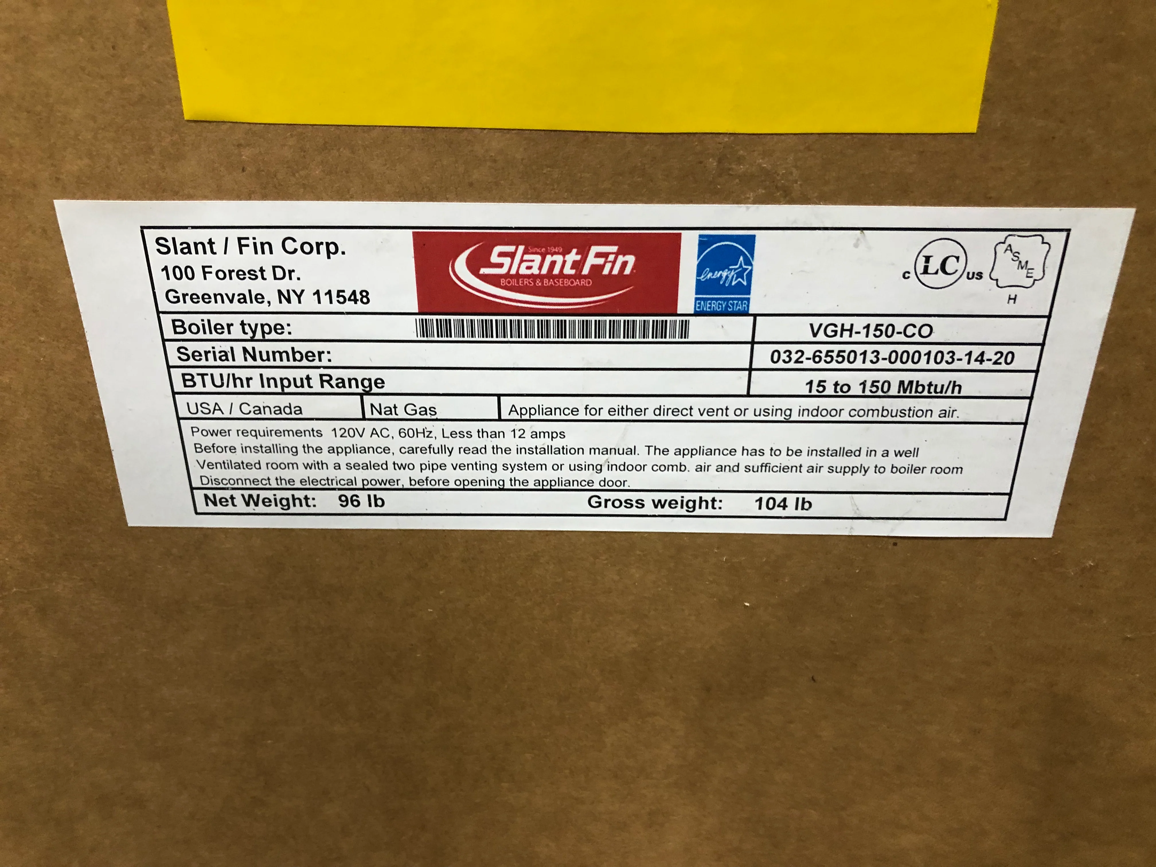 150,000 BTU Wall Mnt Stnl Steel Hi Eff Mod Cond Dir Vent Gas Hot Water Boiler, 95.2% 120/60/1 - Image 4