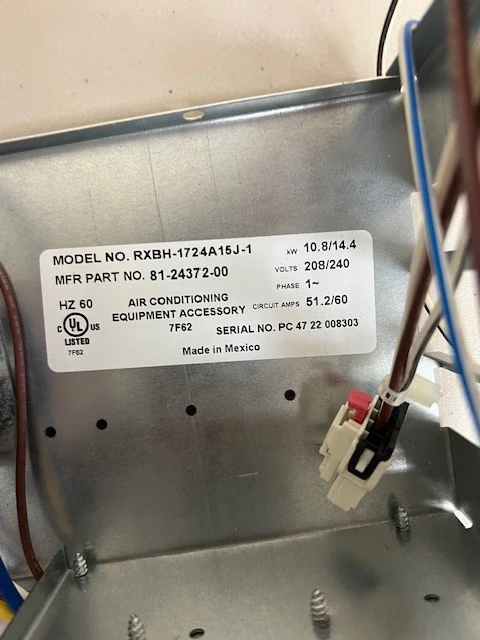 15KW ELECTRIC HEAT KIT WITH BREAKER 208/240/60/1 - Image 2