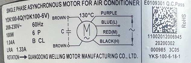 1/6 HP BLOWER MOTOR 208-230/60/1 - Image 4