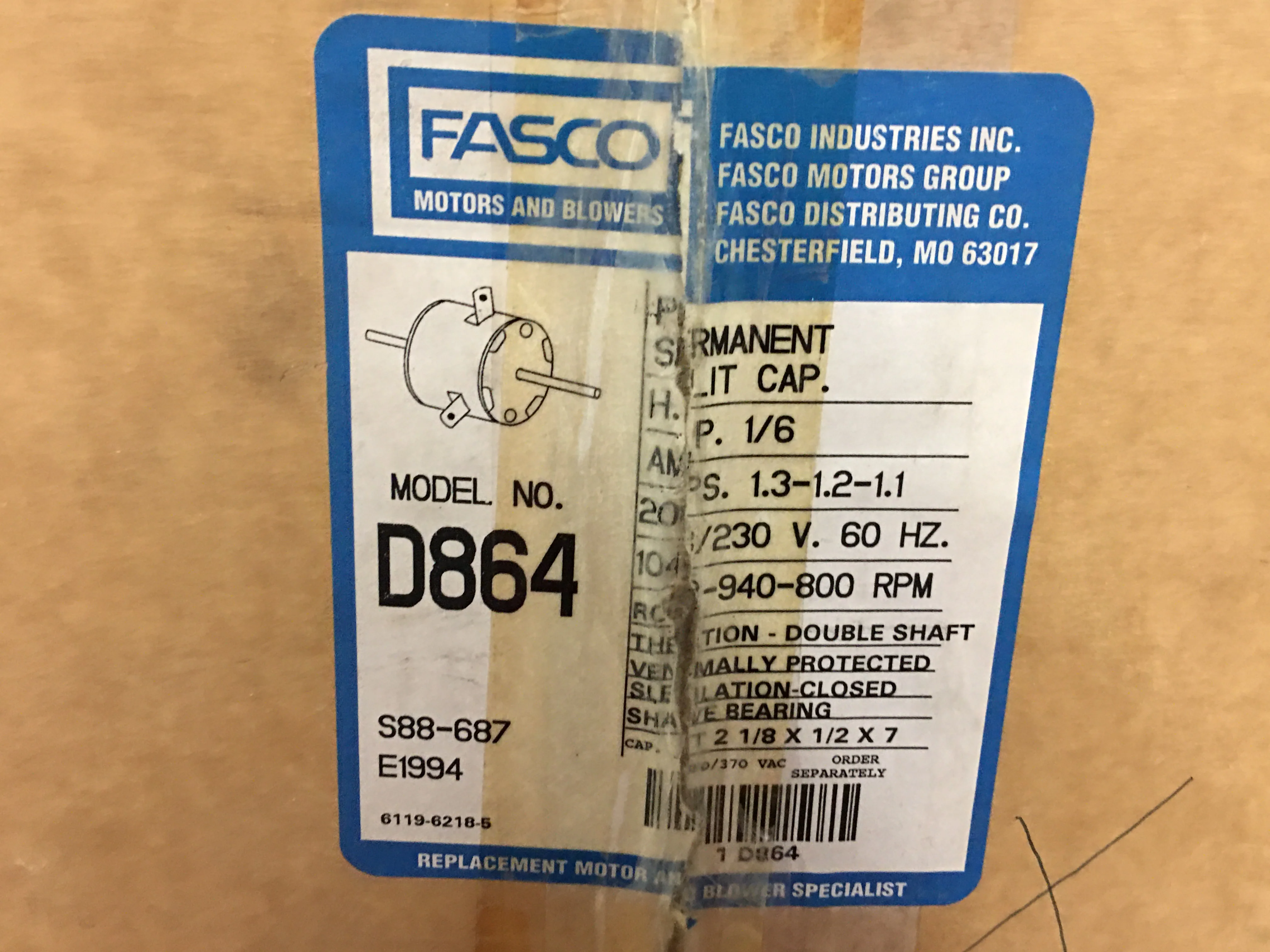 1/6 HP Permanet Split Capacitor Double Shaft Motor 208/230/60/1 3 Speed - Image 5