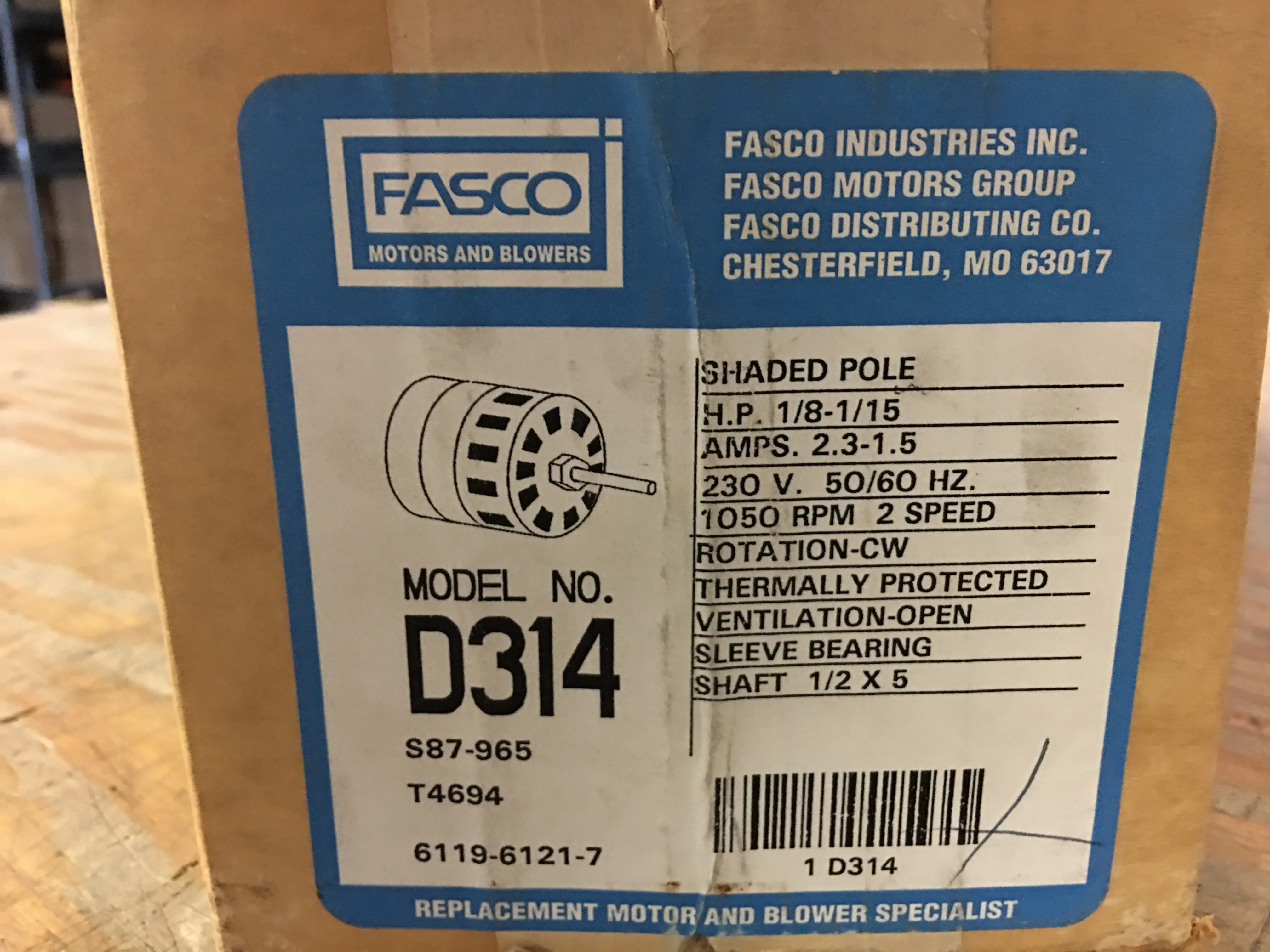 1/8 - 1/15 HP Electric Motor 208-230/50-60/1 1050 RPM 2 Speed - Image 5