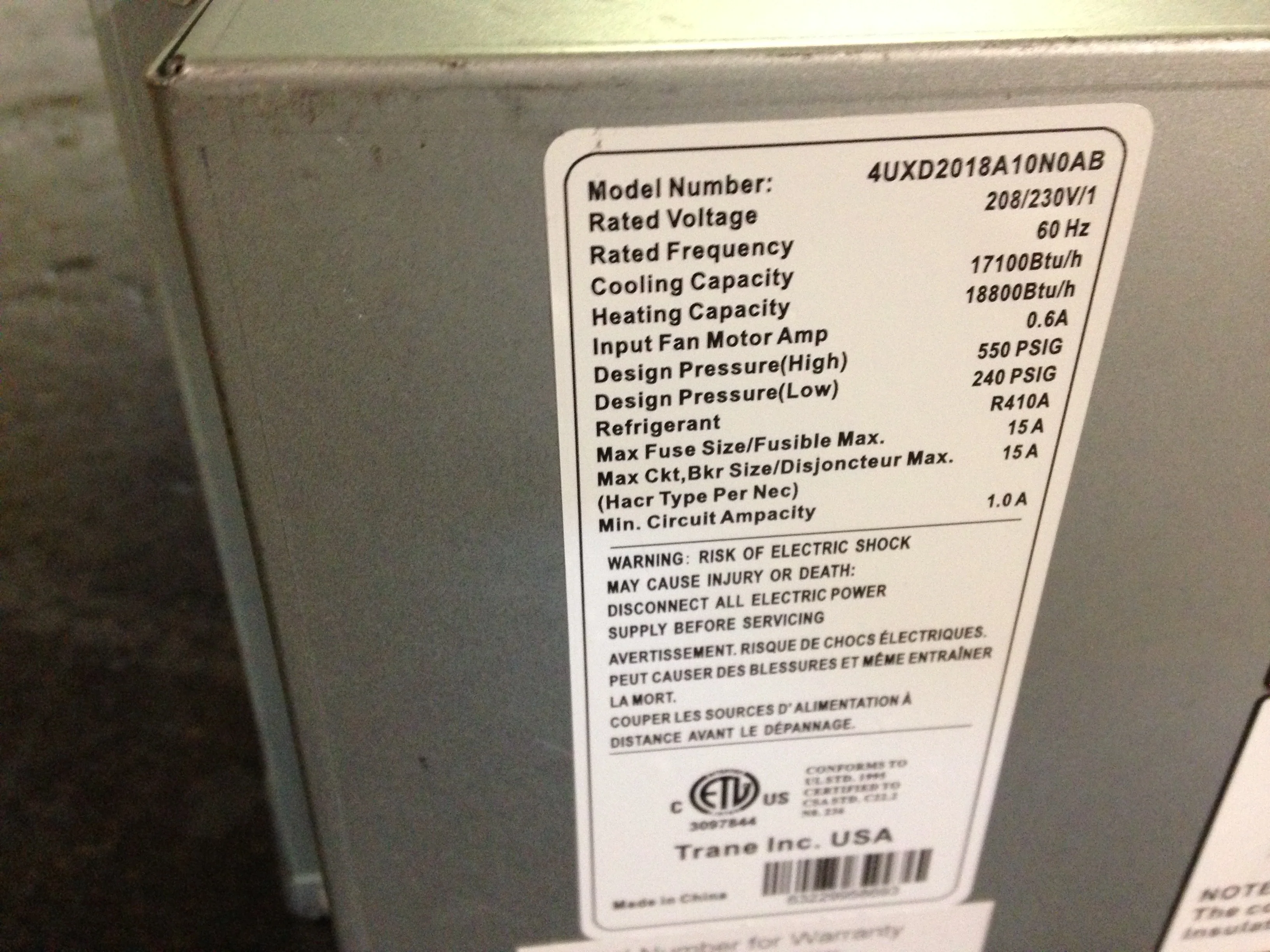 18,000 BTU Indoor Ducted Ceiling Mount Split-System Heat Pump, 20 SEER 208-230/60/1 R-410A  CFM 590 - Image 4