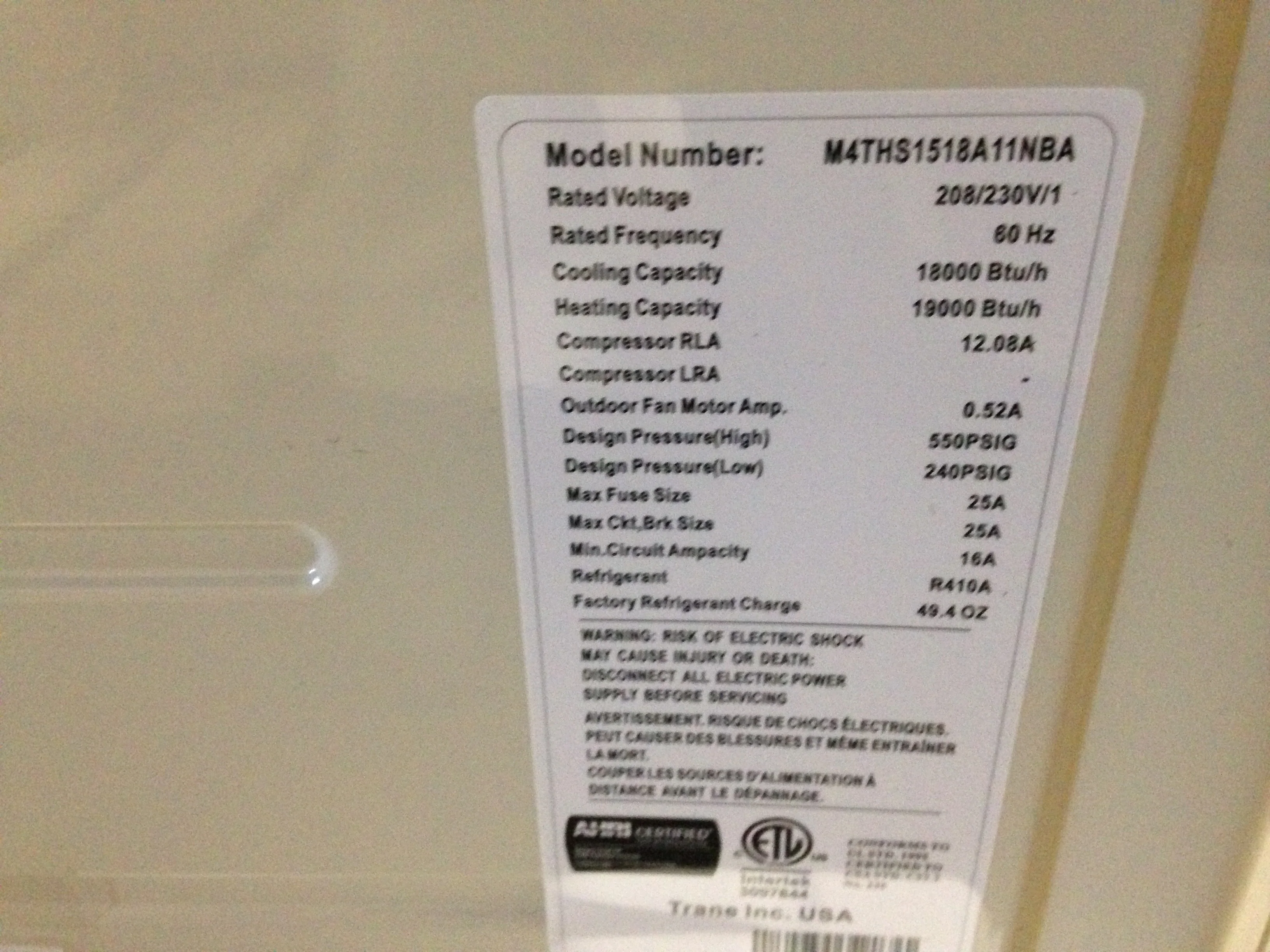 18,000 BTU Single Zone Outdoor Mini-Split Heat Pump, 15 SEER 208-230/60/1 R-410A - Image 5