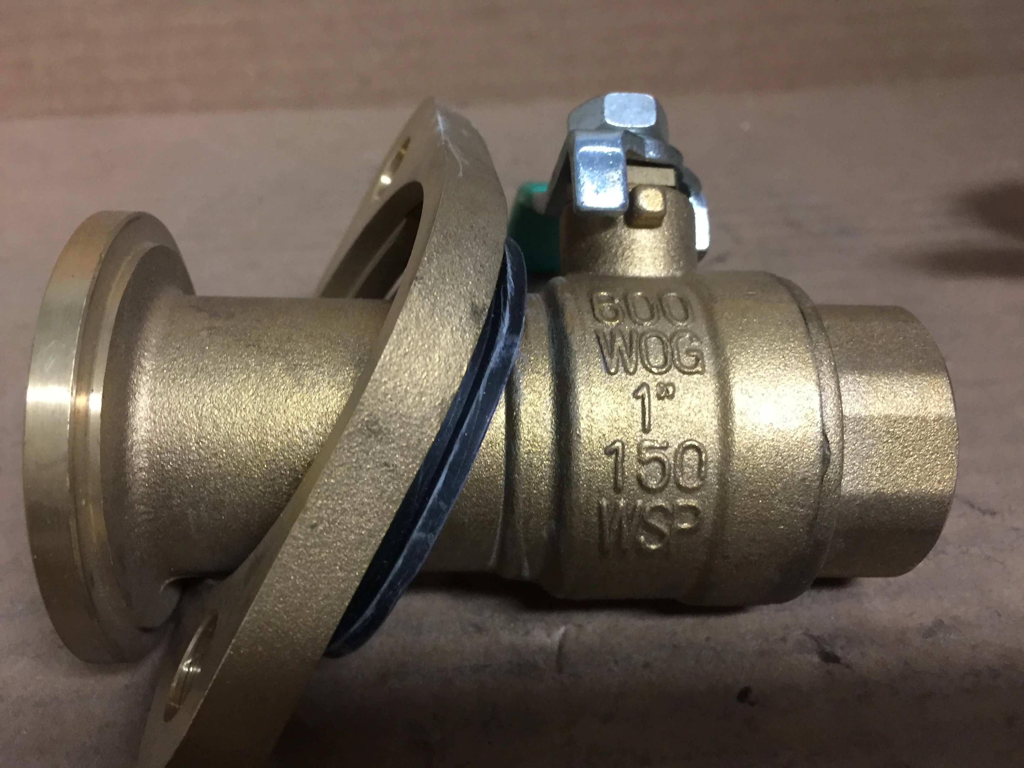 1" FNPT With Check Valve Bronze Swivel Flange Ball Valve Kit - Image 3
