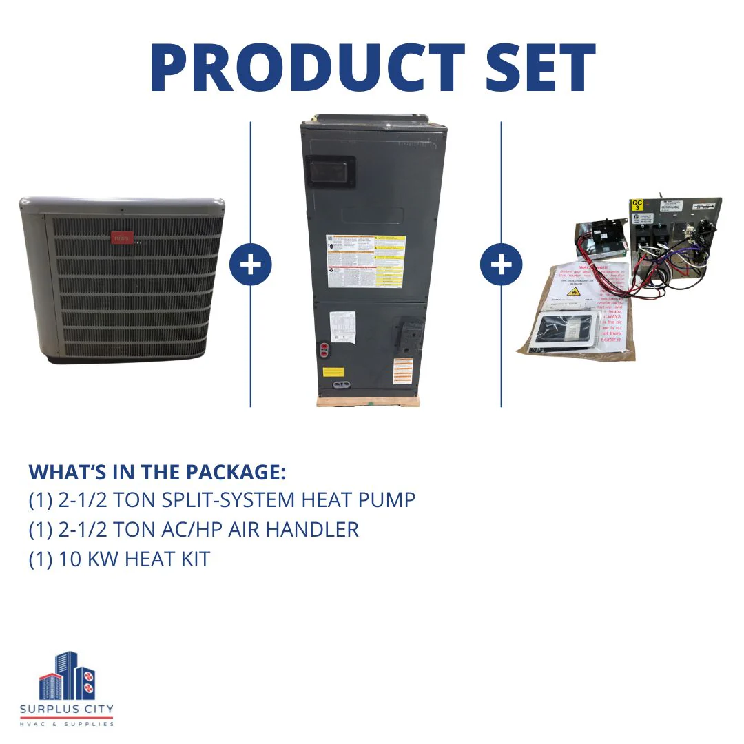 2.5 Ton 15 SEER Heat Pump And 2.5 Ton Air Handler With 10 Kw Heat Kit, 208-230/60/1