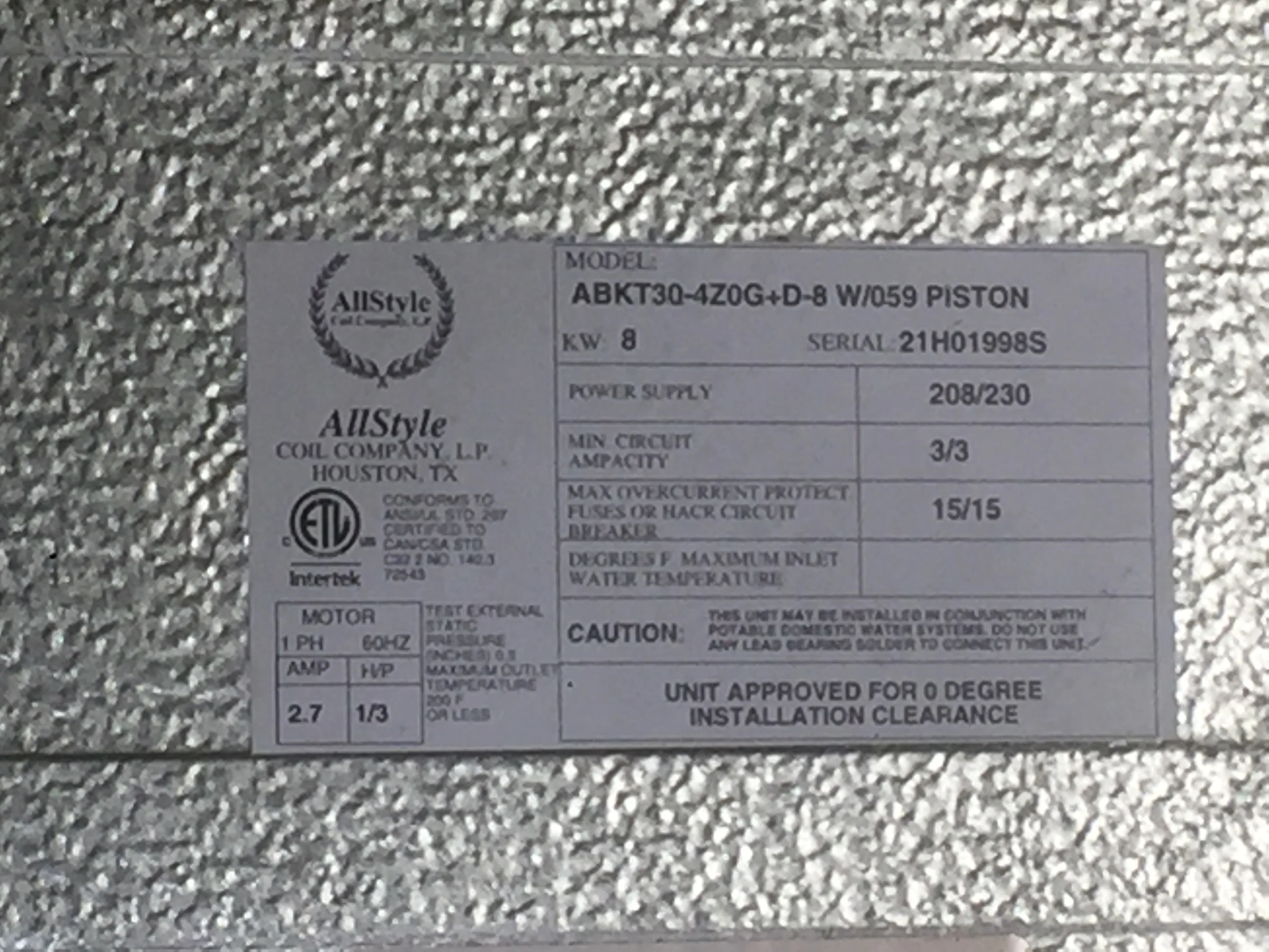 2.5 Ton AC/HP Ceiling Mounted Variable Speed ECM Fancoil 208-230/60/1 R-410A/R22 - Image 8