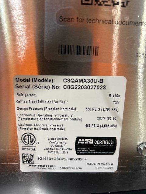 2.5 Ton AC/HP Upflow/Downflow Uncased Manufactured Housing A Coil, R410A CFM 1000 - Image 3
