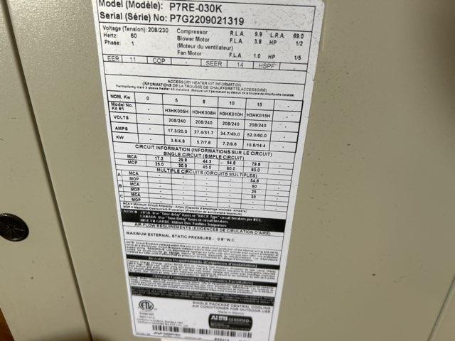2.5 Ton Single-Stage Convertible Packaged Air Conditioning Unit, 14 SEER, 208-230/60/1, R410A - Image 3