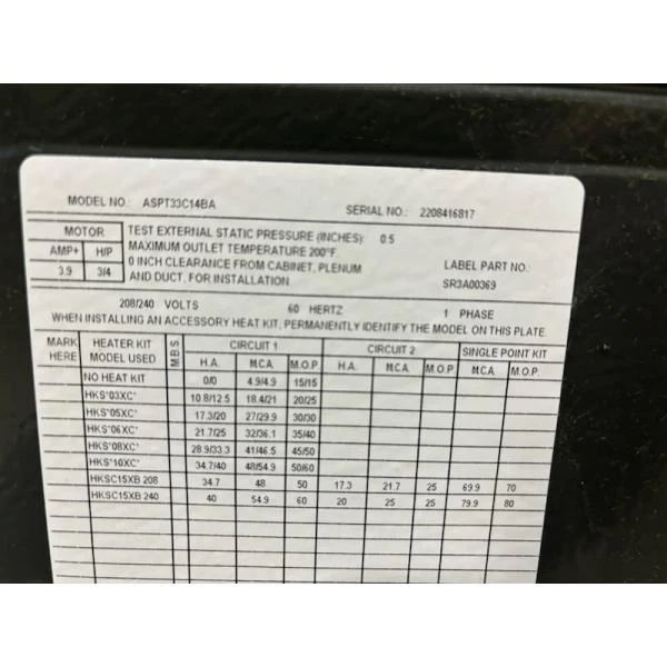 2 Ton 15 Seer Heat Pump and 2 Ton Air Handler; 208-230/60/1 - Image 5