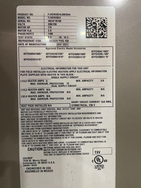 2 Ton AC/HP ECM Multi Fan Coil 208-230/60/1 R-410A CFM 1021 and 10 kW Electric Heat Kit with Breaker - Image 5