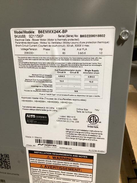 2 Ton AC/HP Multiposition ECM Var Spd Air Handler, 208-230/60/1 R-410A CFM 1530