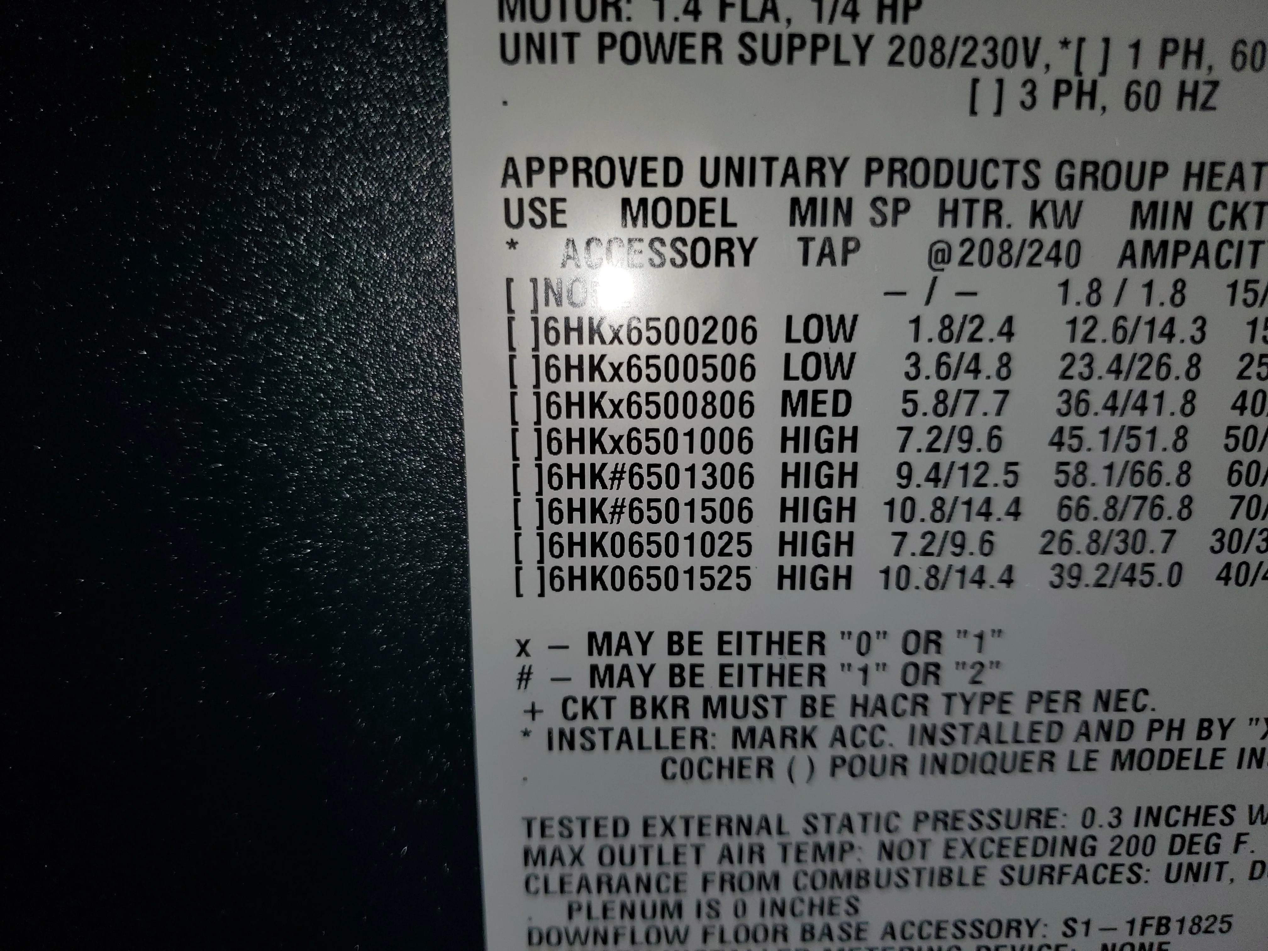 2 TON AC/HP MULTI-POSITION FANCOIL, 208-230/60/1 R-410A/R-22 CFM:800 - Image 5