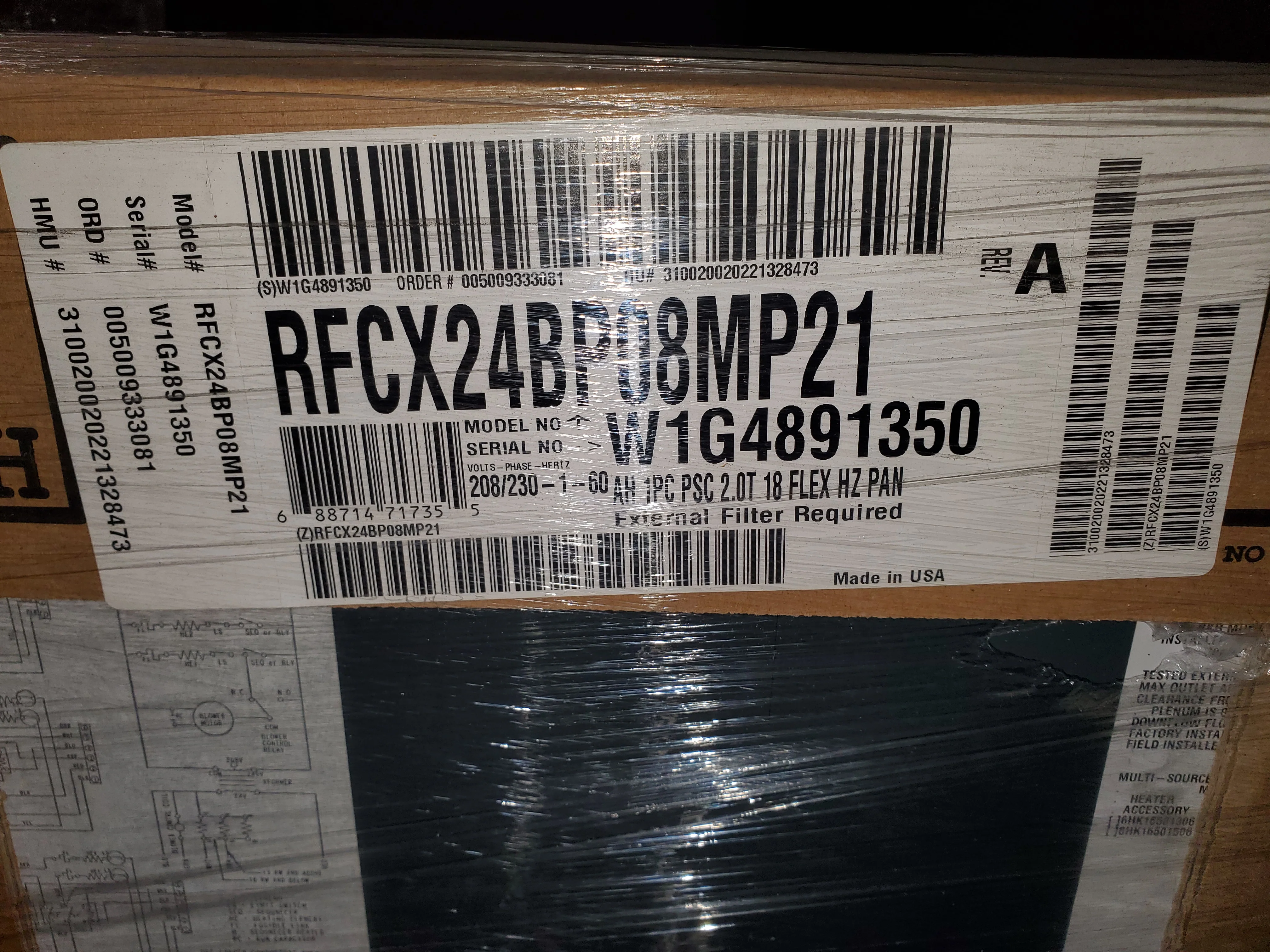 2 TON AC/HP MULTI-POSITION FANCOIL, 208-230/60/1 R-410A/R-22 CFM:800 - Image 6