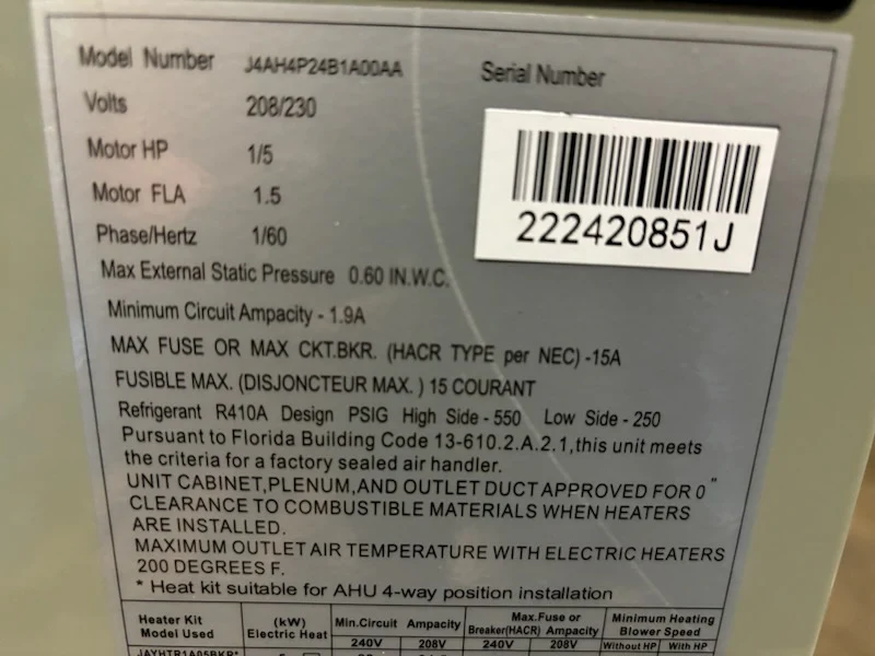 2 Ton AC/HP Multiposition PSC Fan Coil 208-230/60/1 R-410A - Image 4