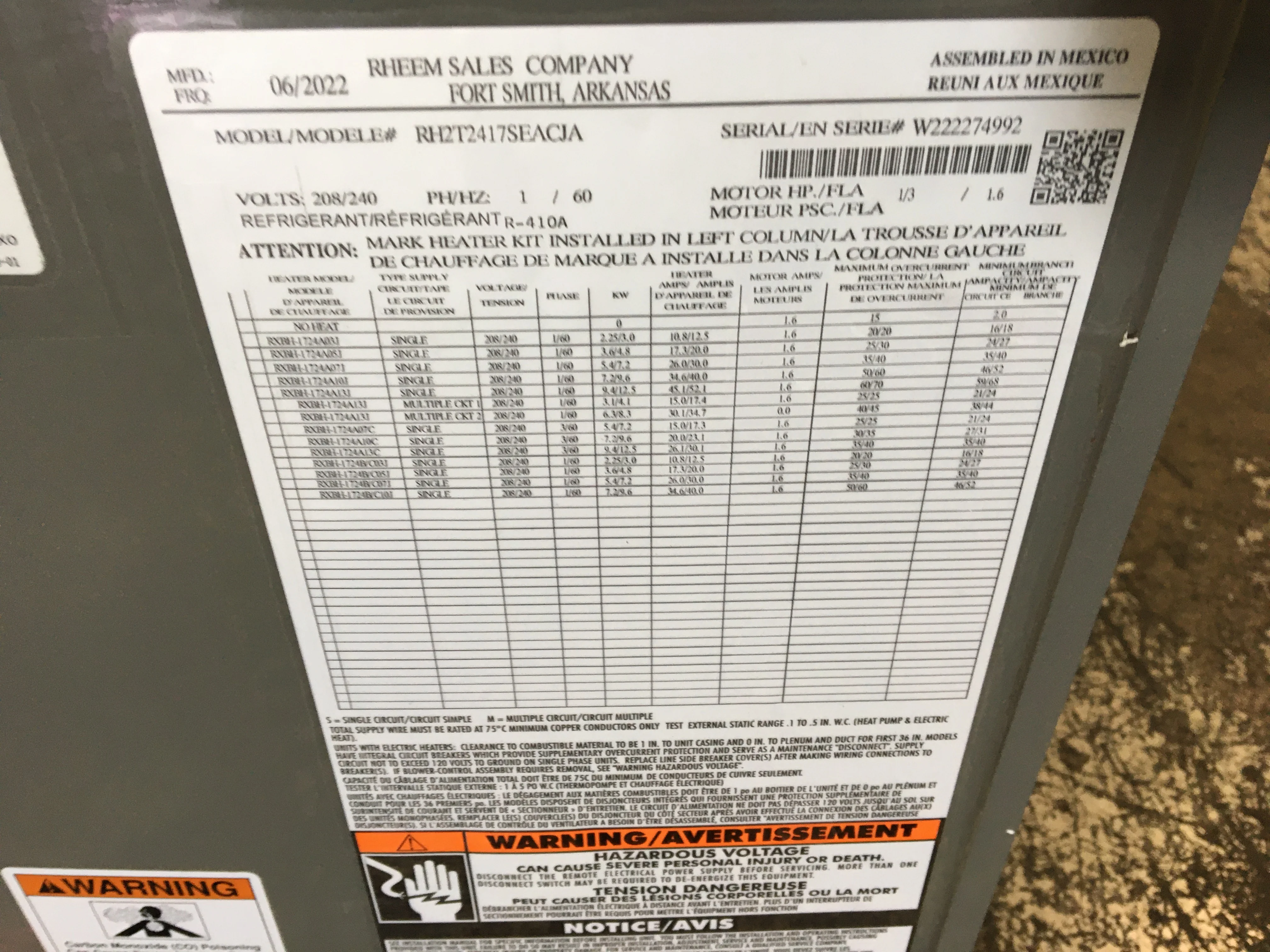 2 Ton AC/HP 2 Stage Communicating ECM Multiposition Air Handler, 16 SEER 208-240/60/1 R-410A - Image 7