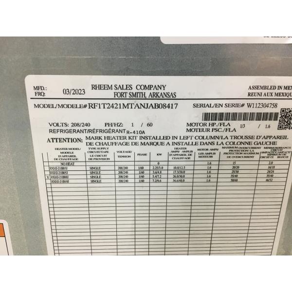 2 Ton Air Conditioner 16 Seer And 2 Ton Air Handler With 8Kw Heat 208-230/60/1 - Image 5