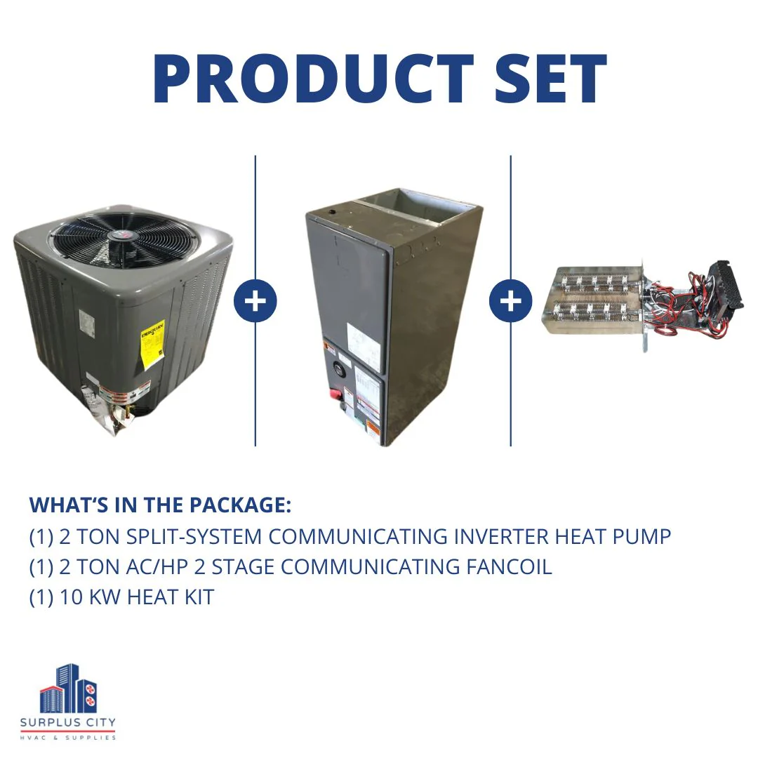 2 Ton Communicating Heat Pump And 2 Ton Communicating Air Handler With 10 Kw Heat Kit, 208-230/60/1