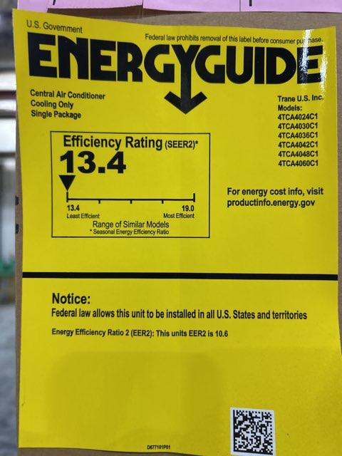 2 Ton Convertible Packaged Air Conditioning Unit; 13.4 SEER2, 208-230/60/1, R410A - Image 4