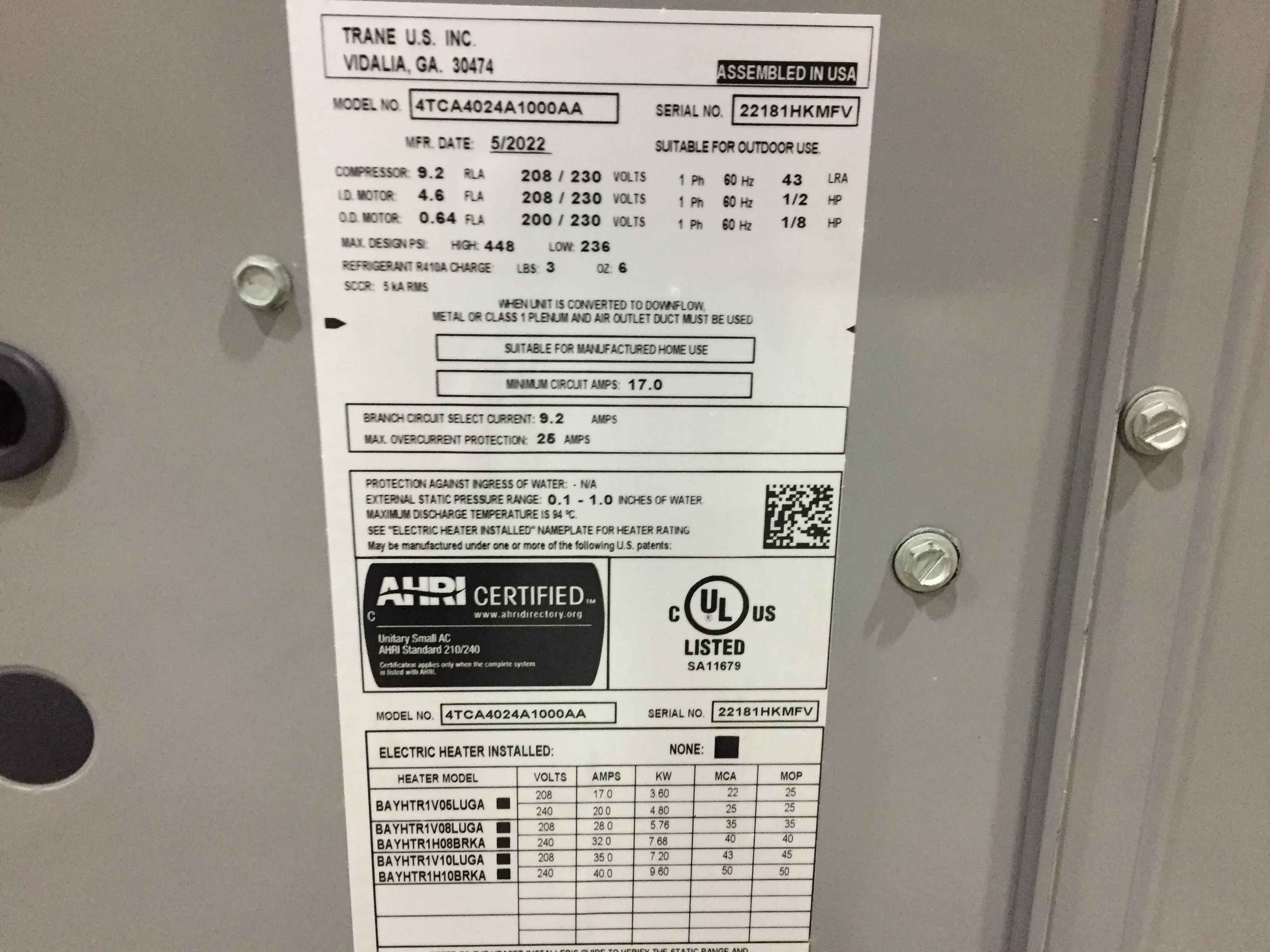 2 Ton Convertible Packaged Air Conditioning Unit, 14 Seer, 208-230/60/1, R410A - Image 4
