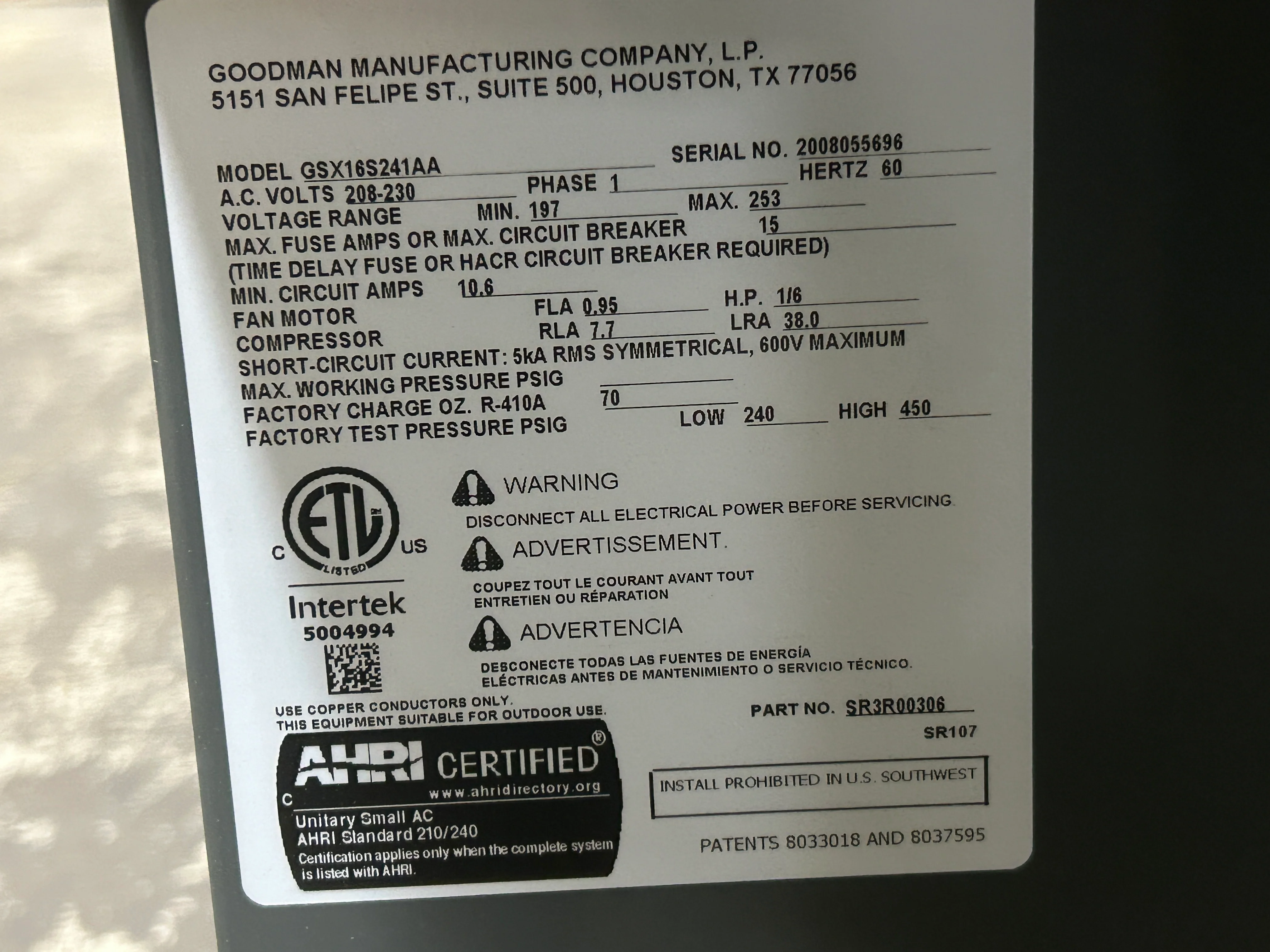 2 Ton Split-System Air Conditioner 208/230/60/1 R410A 16 SEER - Image 5