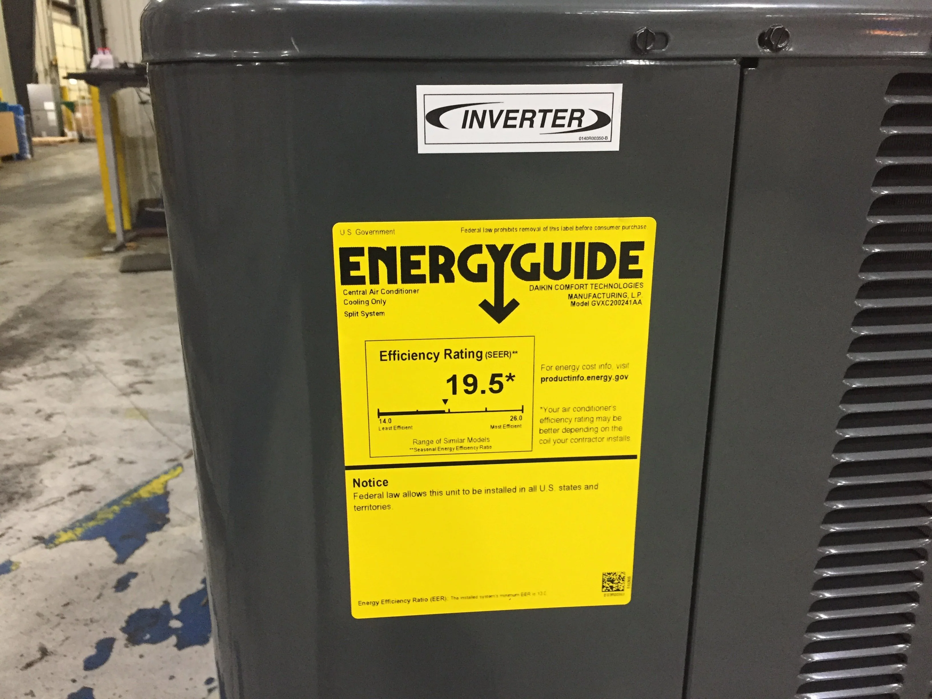 2 Ton SS Inverter Communicating Air Conditioner R-410A 20 SEER and 36" x 36" x 2" Gray Equipment Pad - Image 3