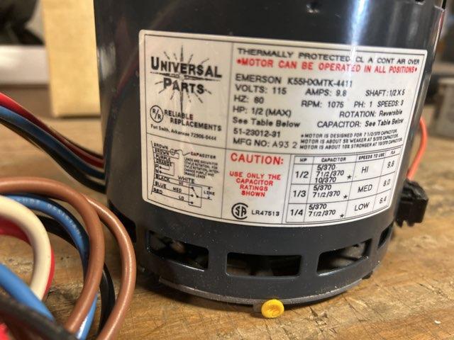 1/3 HP Blower Motor 115/60/1 1075 Rpm 3 Speed - Image 4