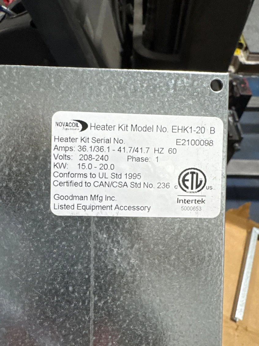 20 KW Electric Heat Kit 208/240/60/1 - Image 4